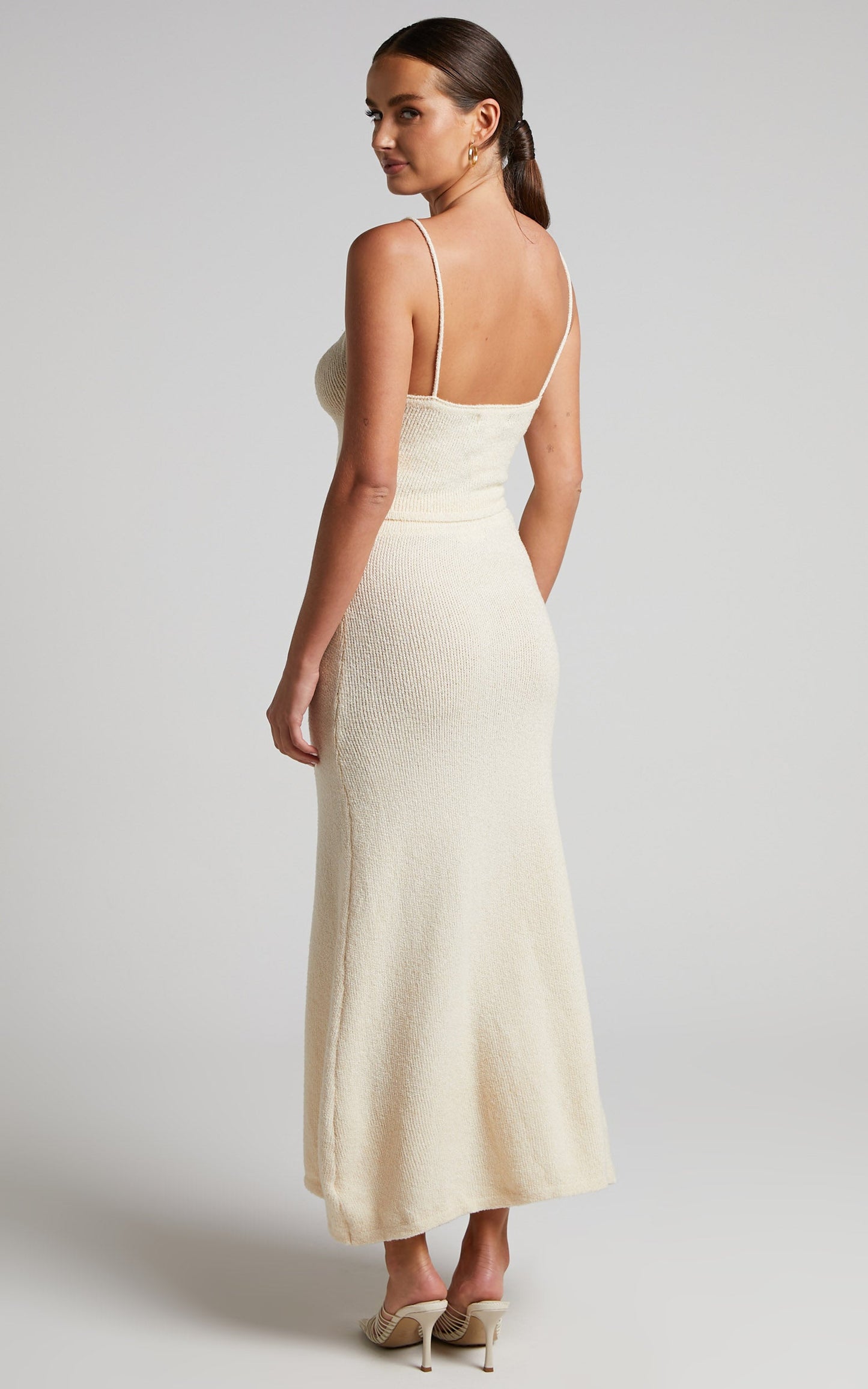 Ashtyn Two Piece Set - Knit Cami Top and Maxi Skirt in Natural