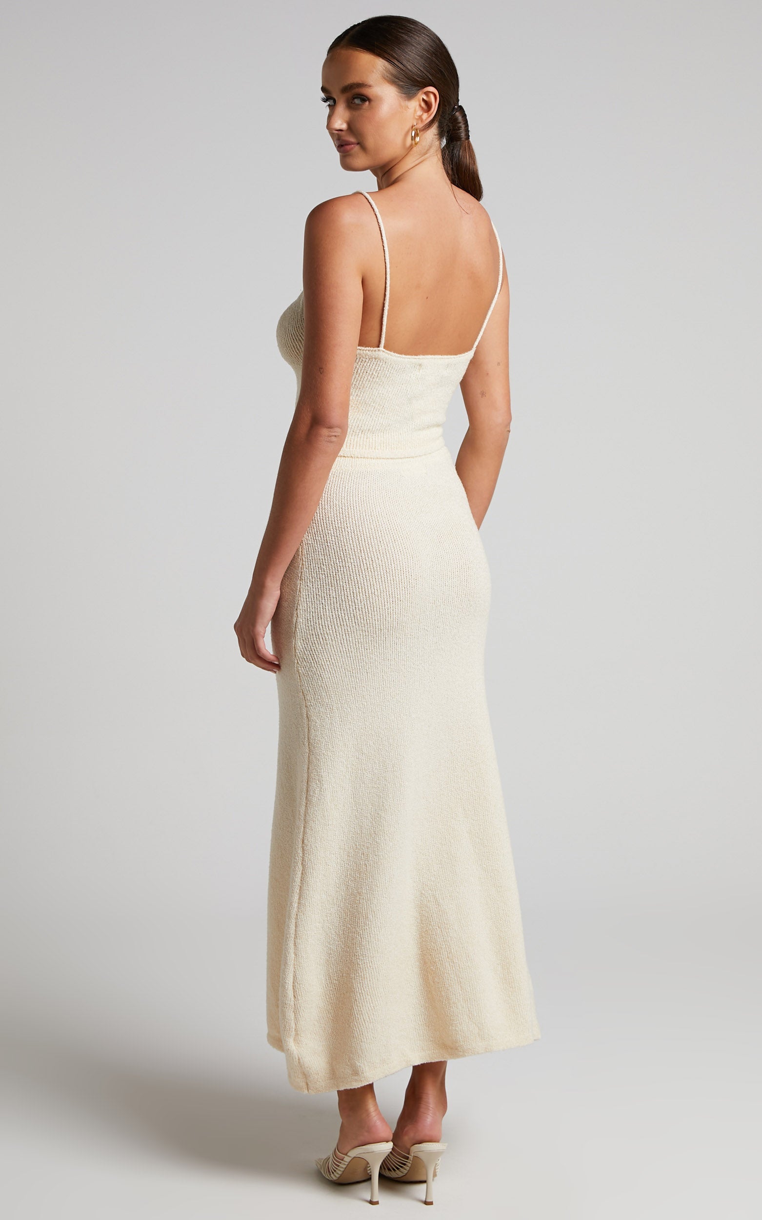 Ashtyn Two Piece Set - Knit Cami Top and Maxi Skirt in Natural