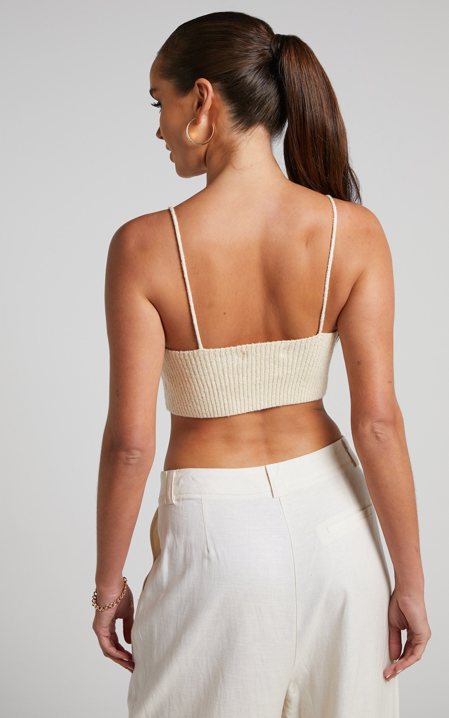 Ashtyn Top - Knit Lace Up Corset Top in Natural