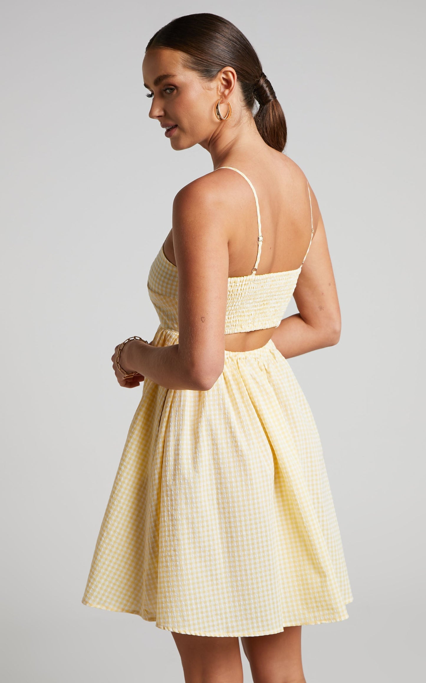 Augusta Mini Dress - Shirred Back Babydoll Dress in Butter Yellow
