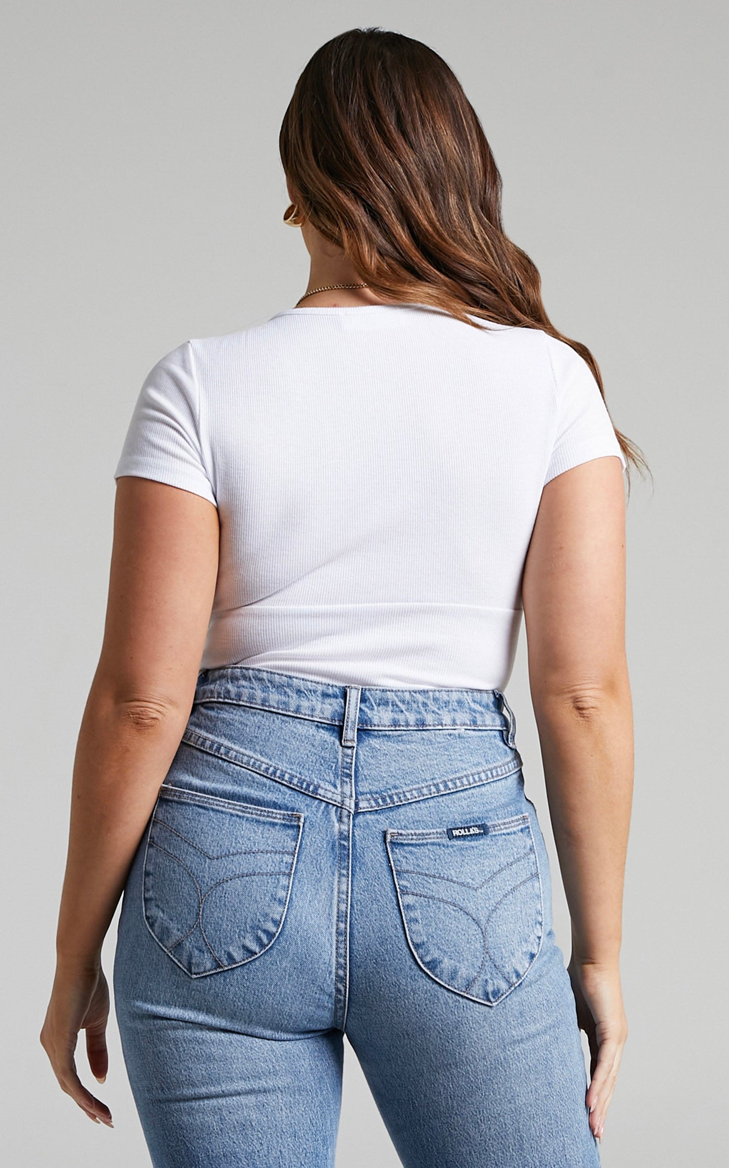Girl Next Door Short Sleeve Bodysuit in White