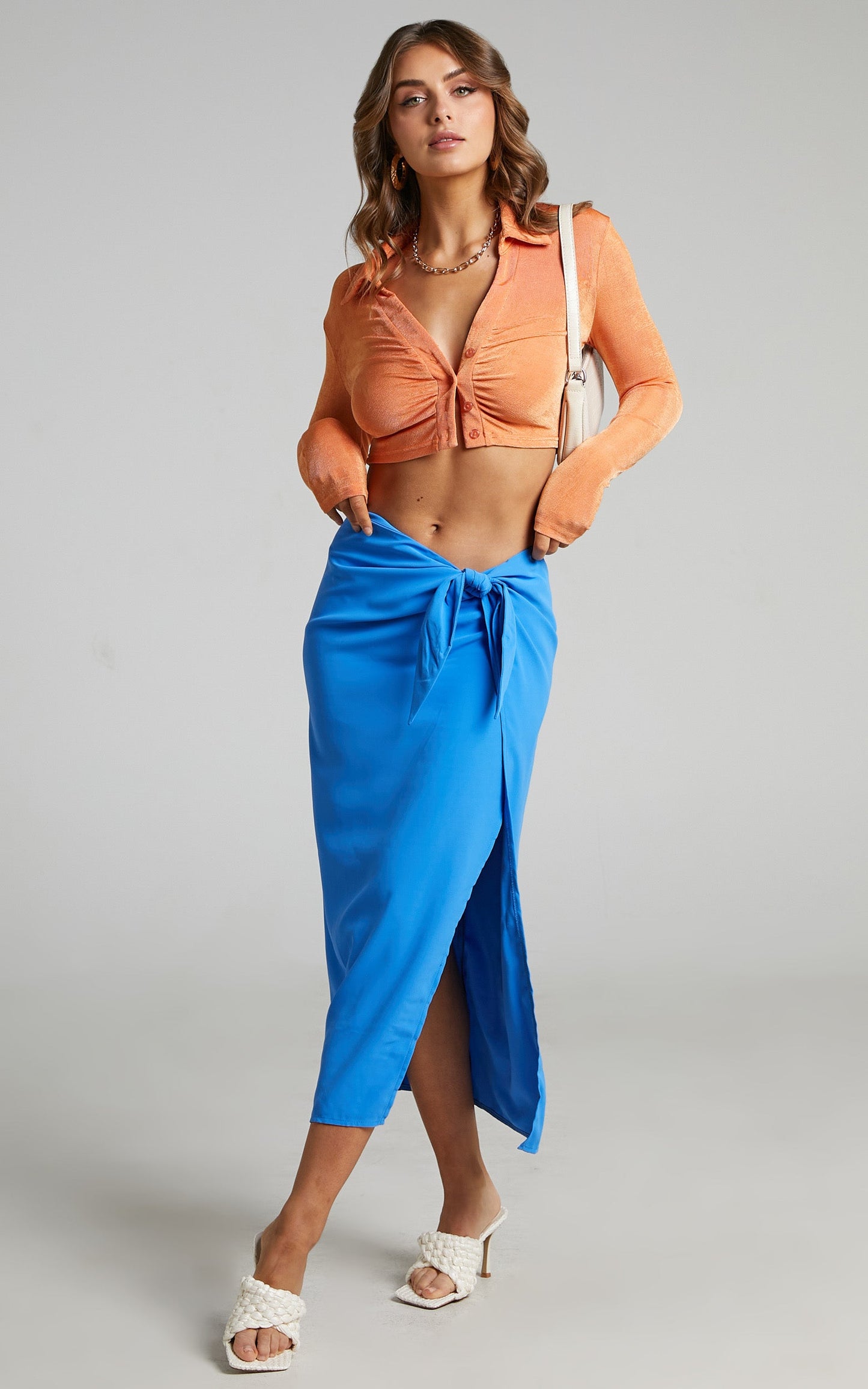 LIONESS - FRENCH KISS TWIST SKIRT in Blue