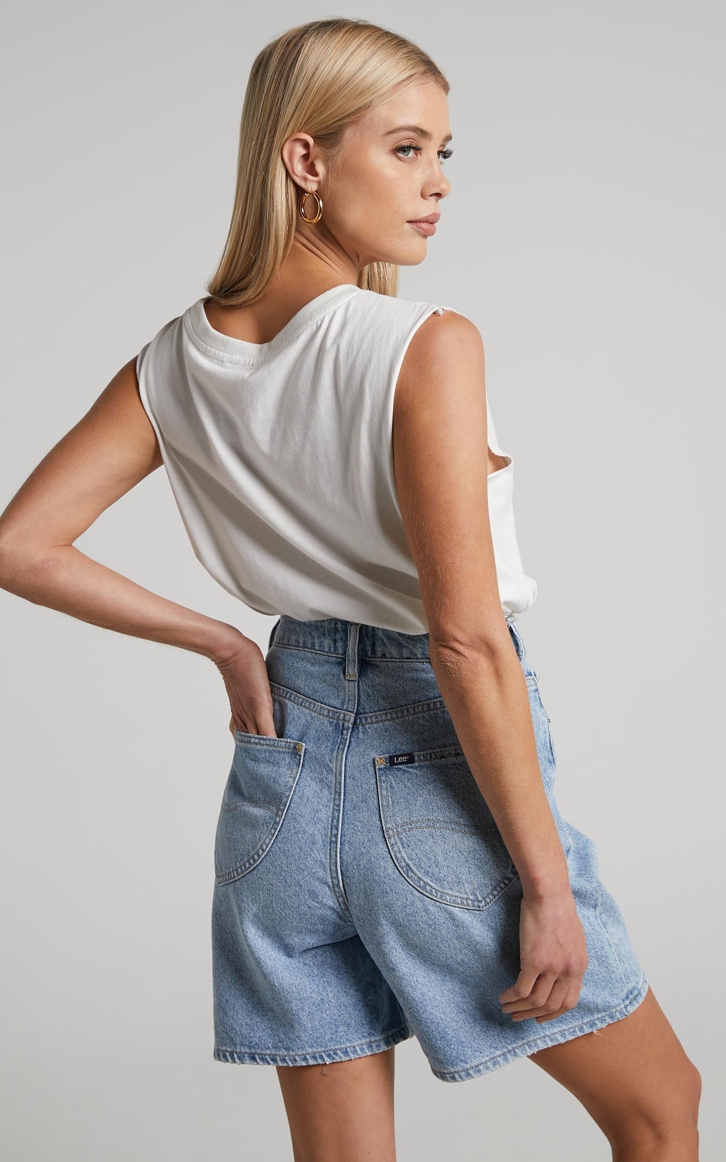 Lee - High Baggy Short in Genie Blue