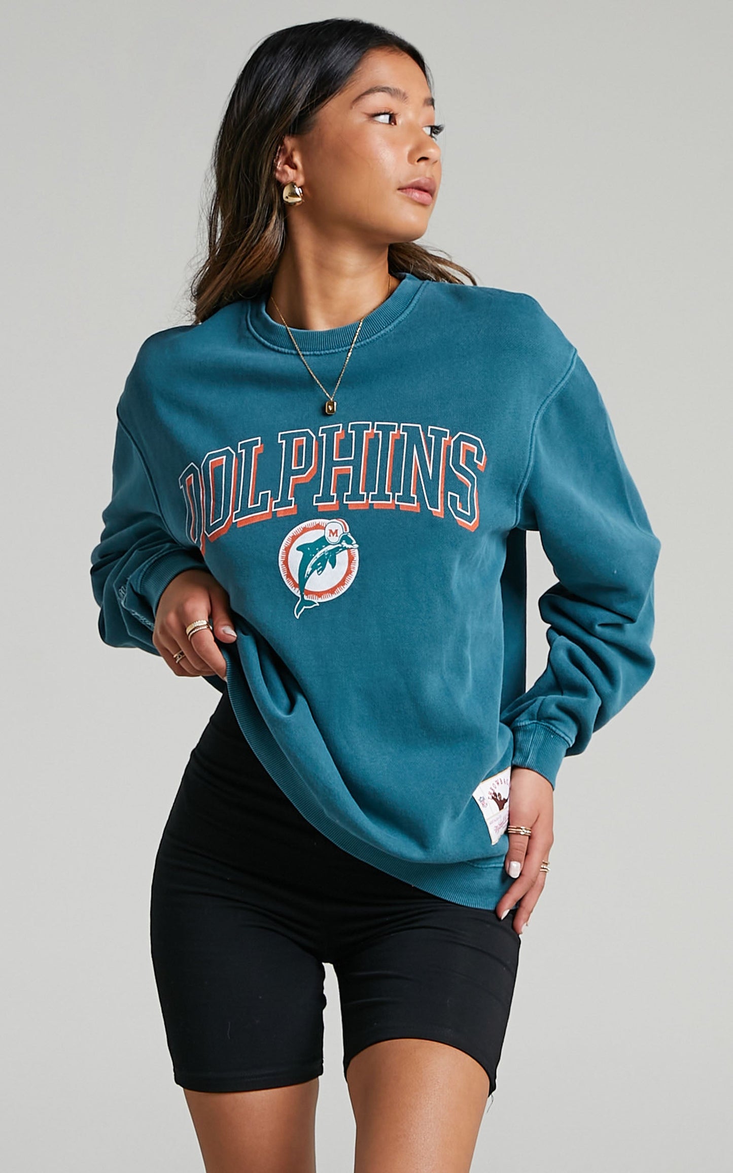 Mitchell & Ness - Vintage Keyline Miami Dolphins Jumper in Dolphins Teal