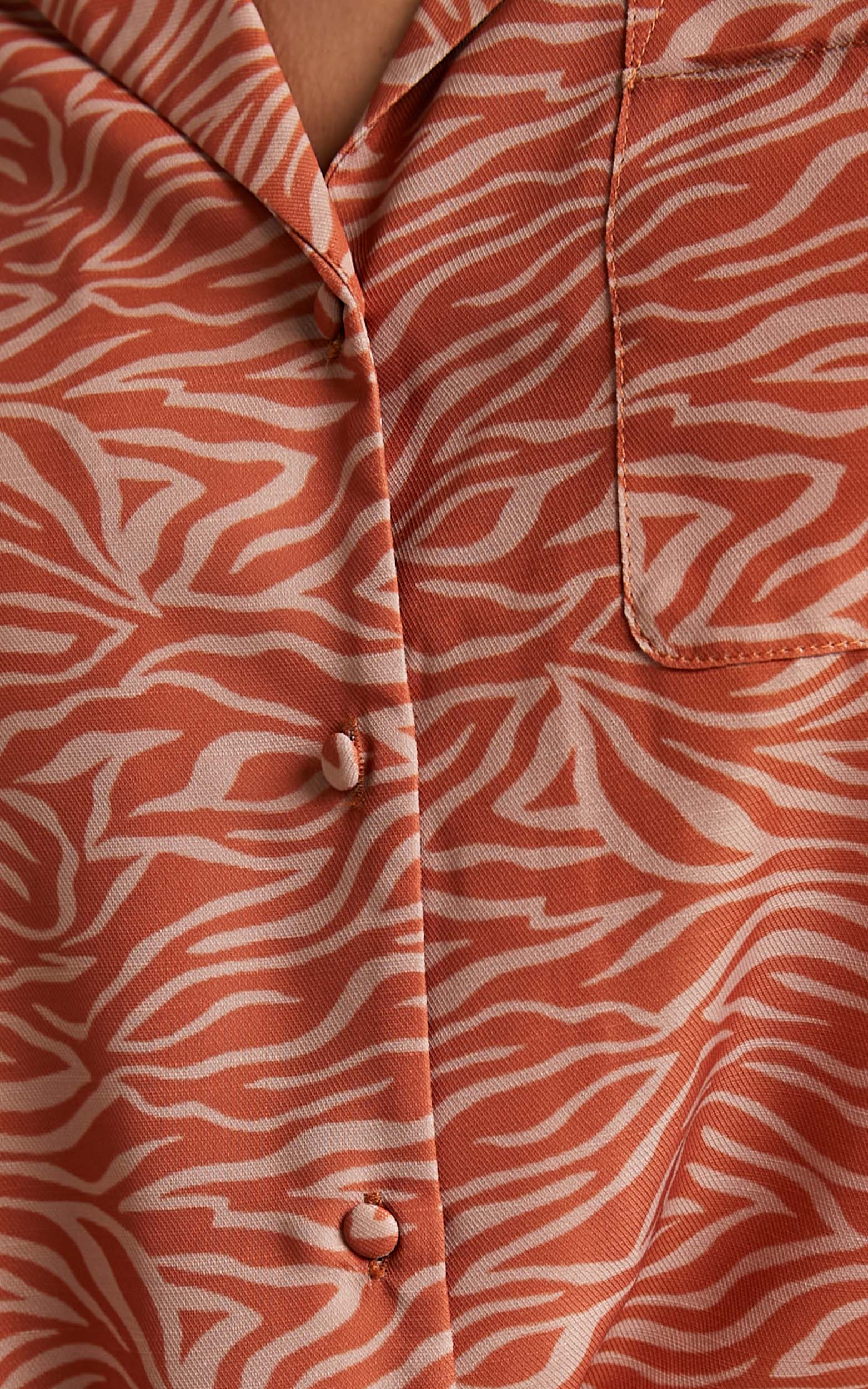 Malaika Shirt - Relaxed Short Sleeve Button Down Shirt in Sahara Zebra