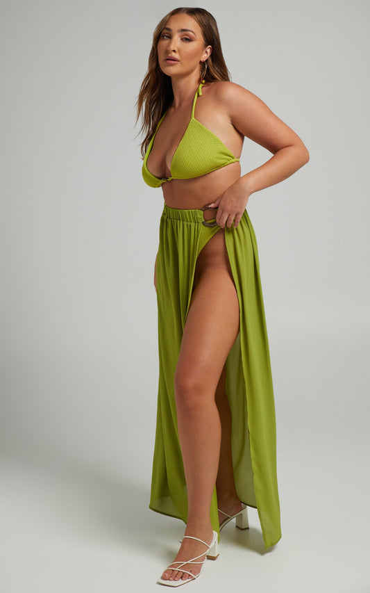 April Maxi Skirt Cover Up with Wooden Ring in Green