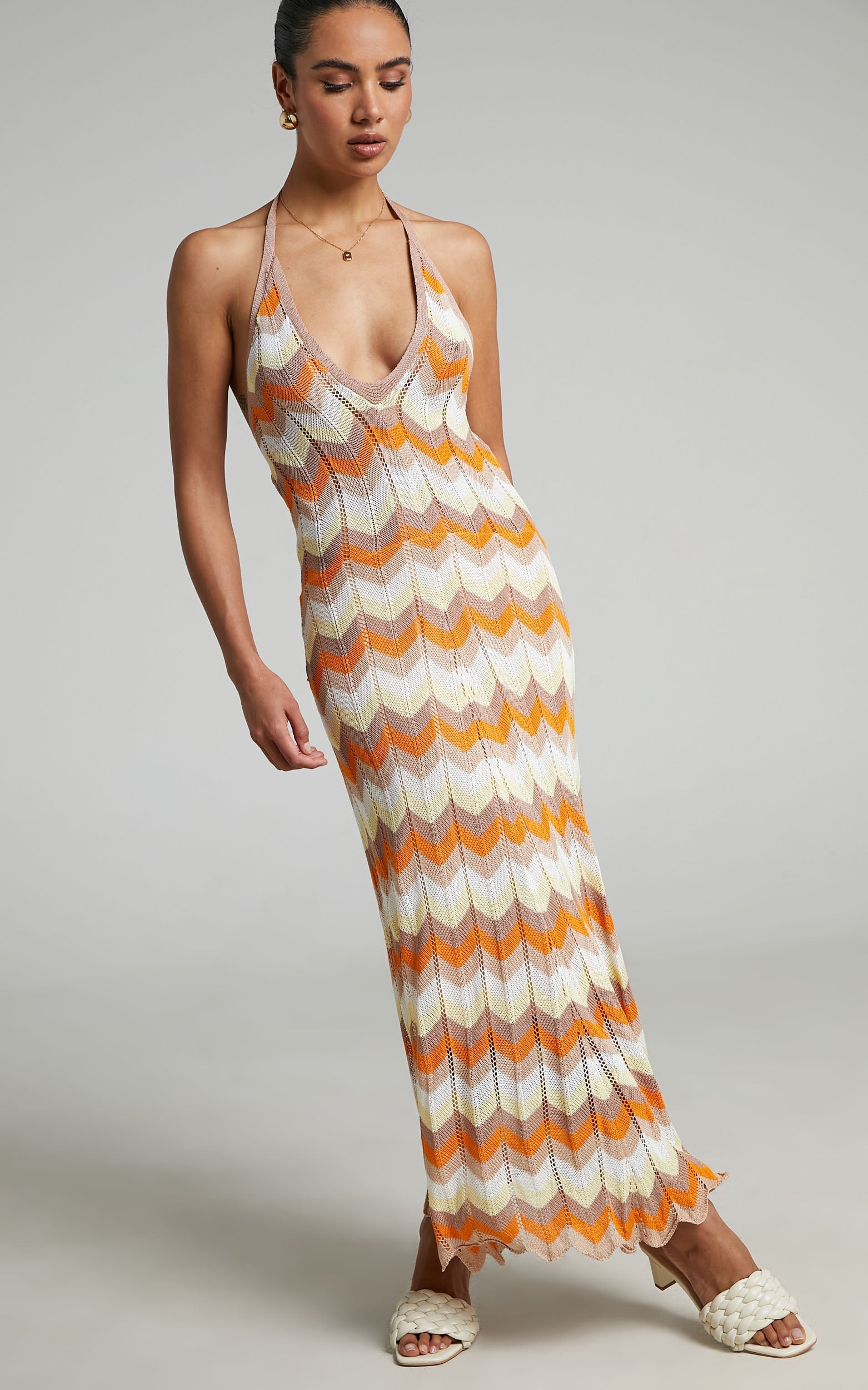 Natchel Crochet Maxi Dress in White Print