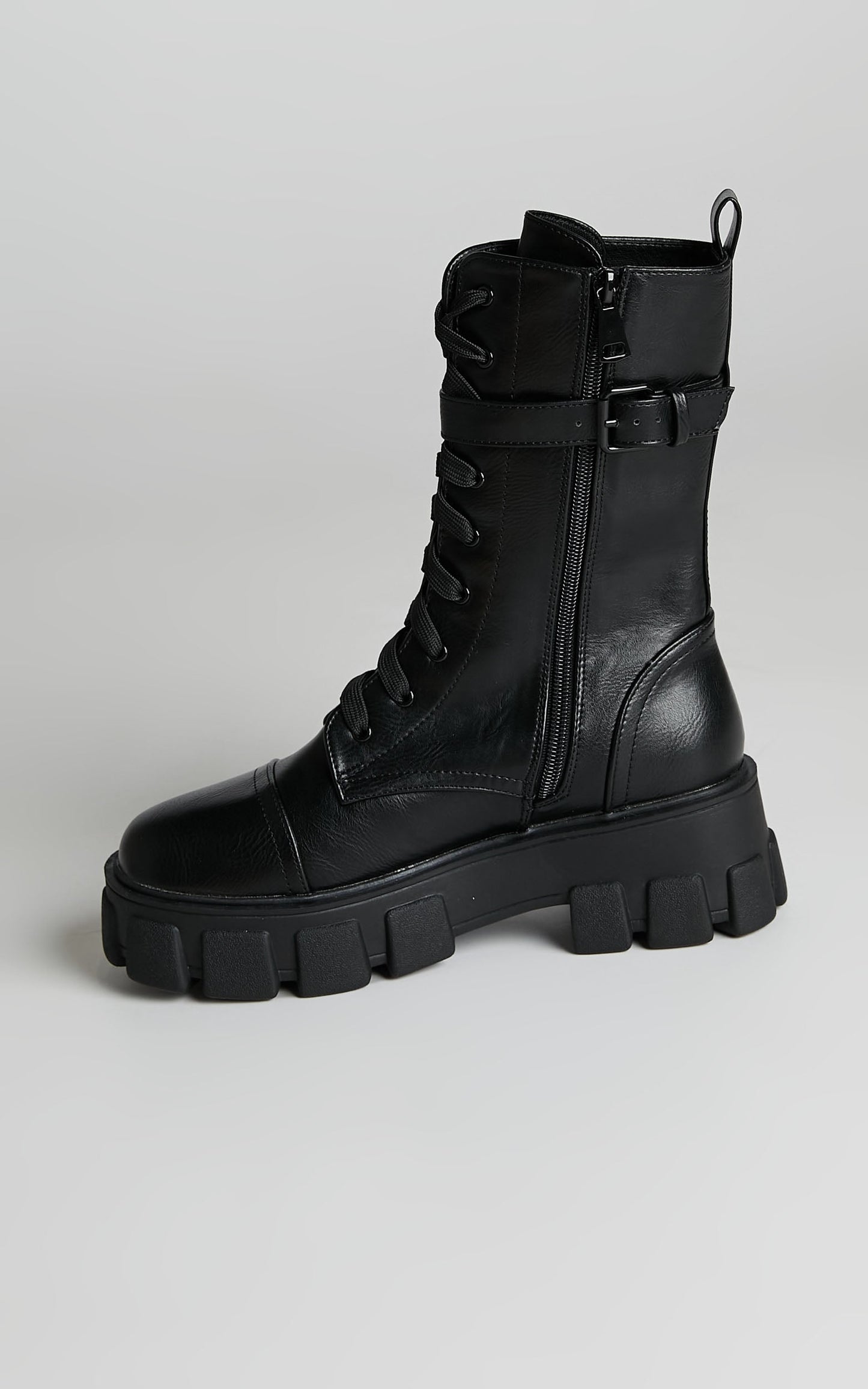 Public Desire - Intention Chunky Sole Pouch Ankle Boots in Black