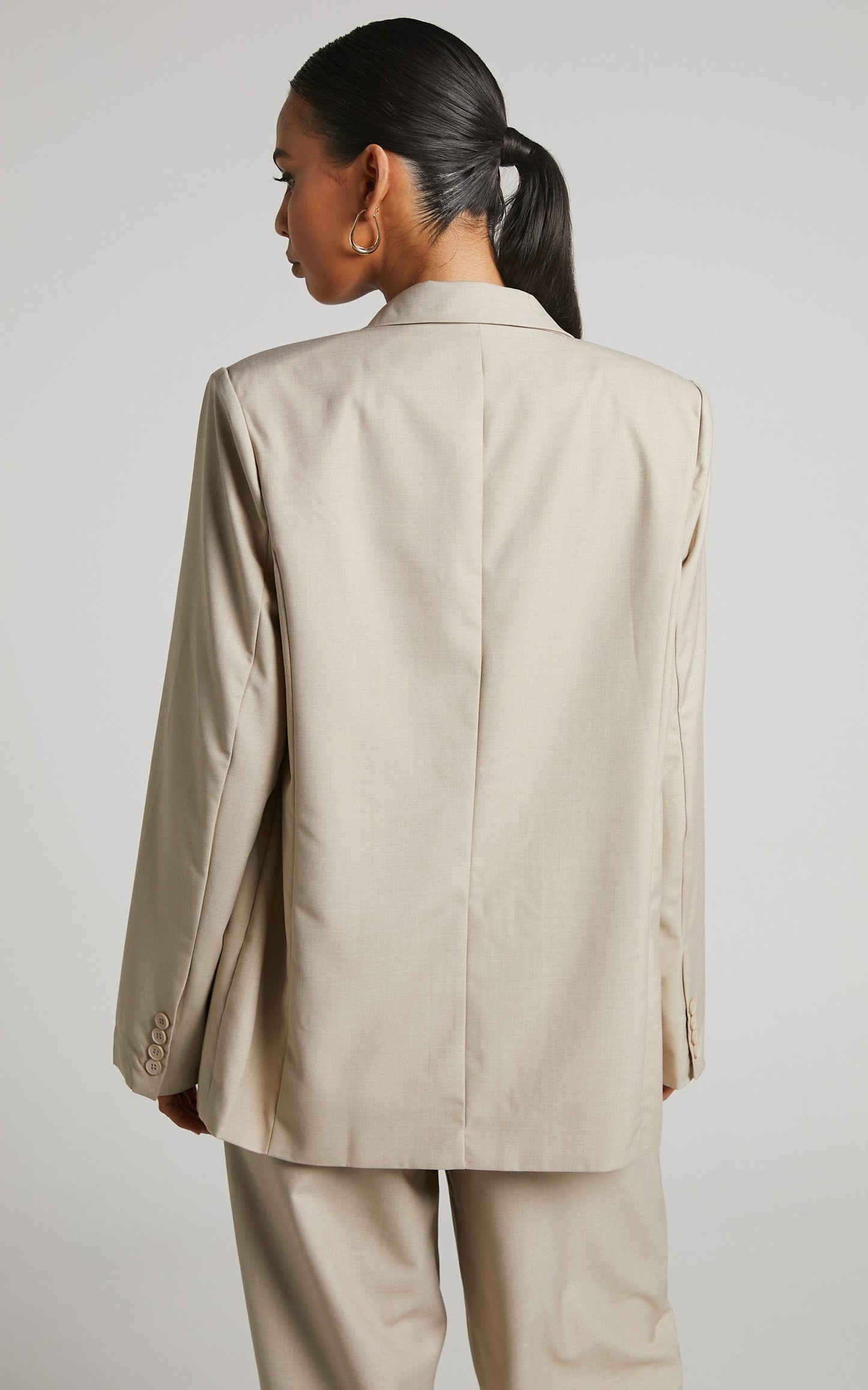Izara Blazer - Oversized Boyfriend Fit Blazer in Stone