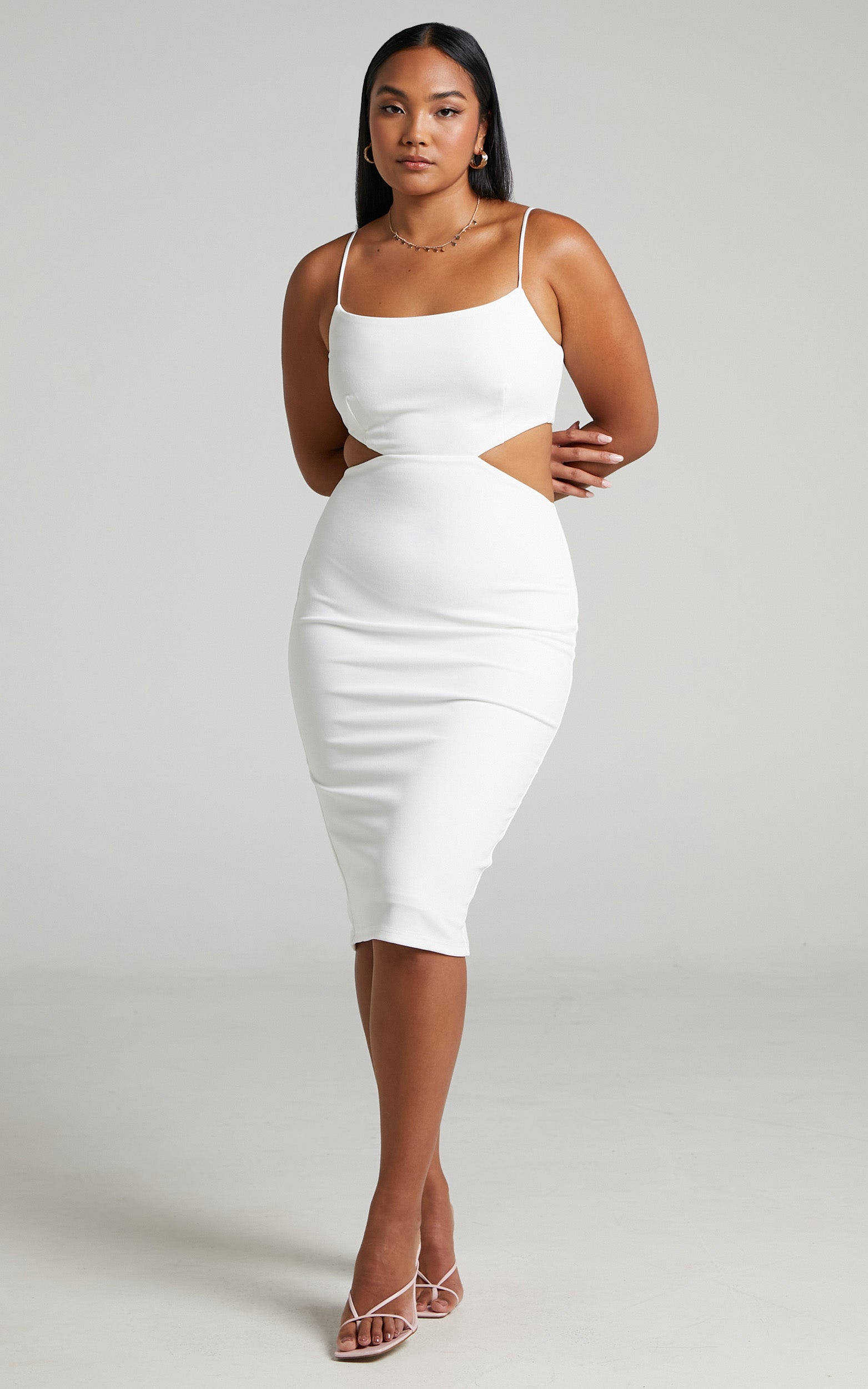 Honalei Cut out midi dress in White