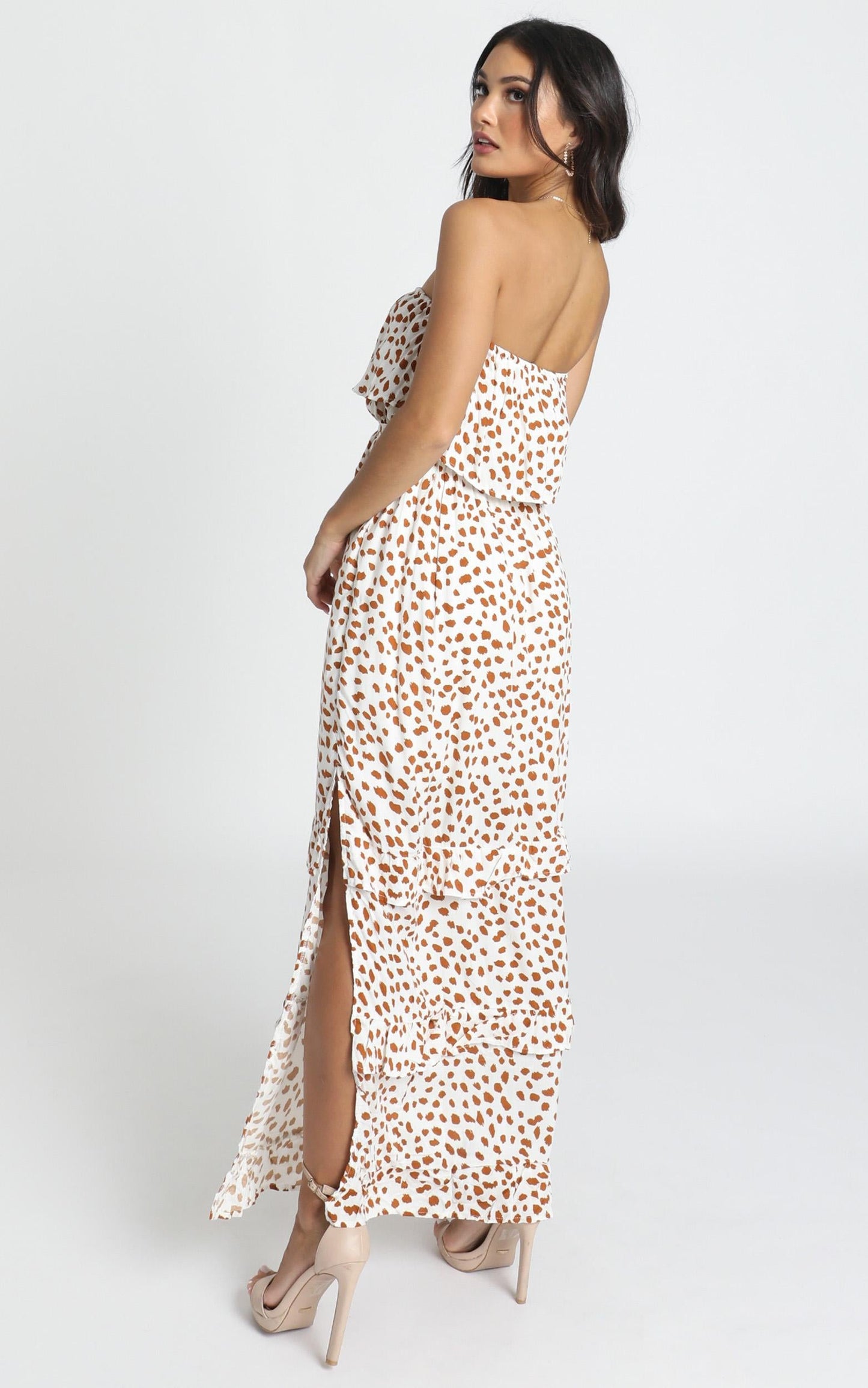 Candice Dress in Tan Spot