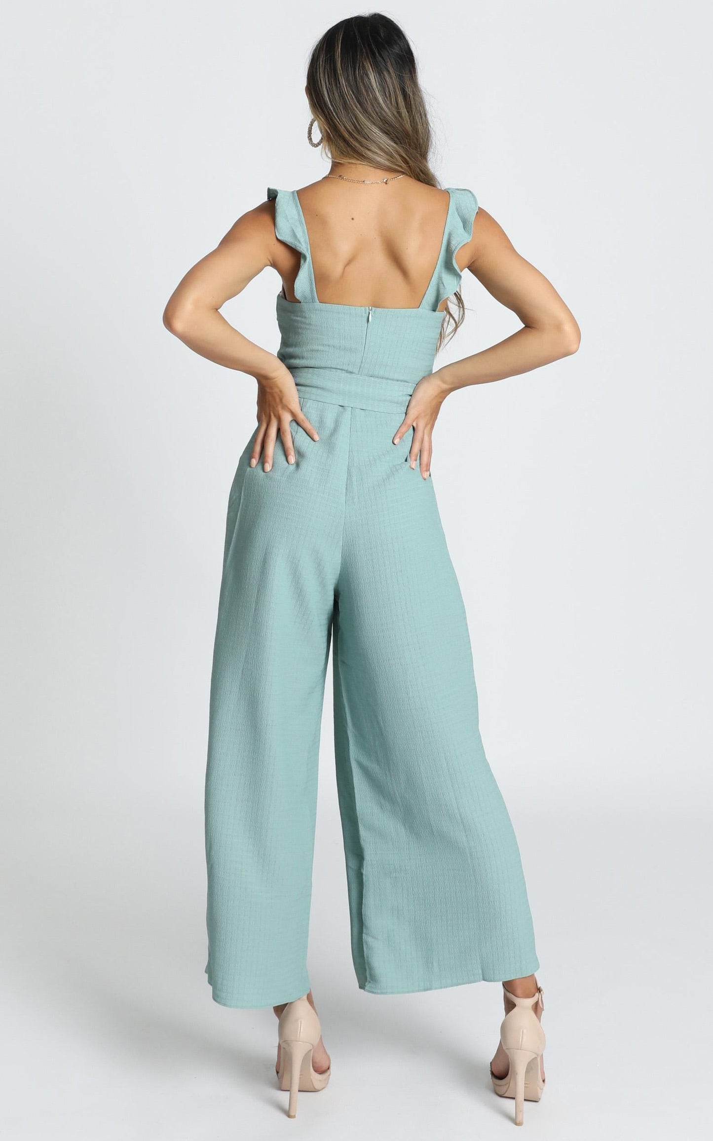 Cynthia Ruffle Jumpsuit in Sage