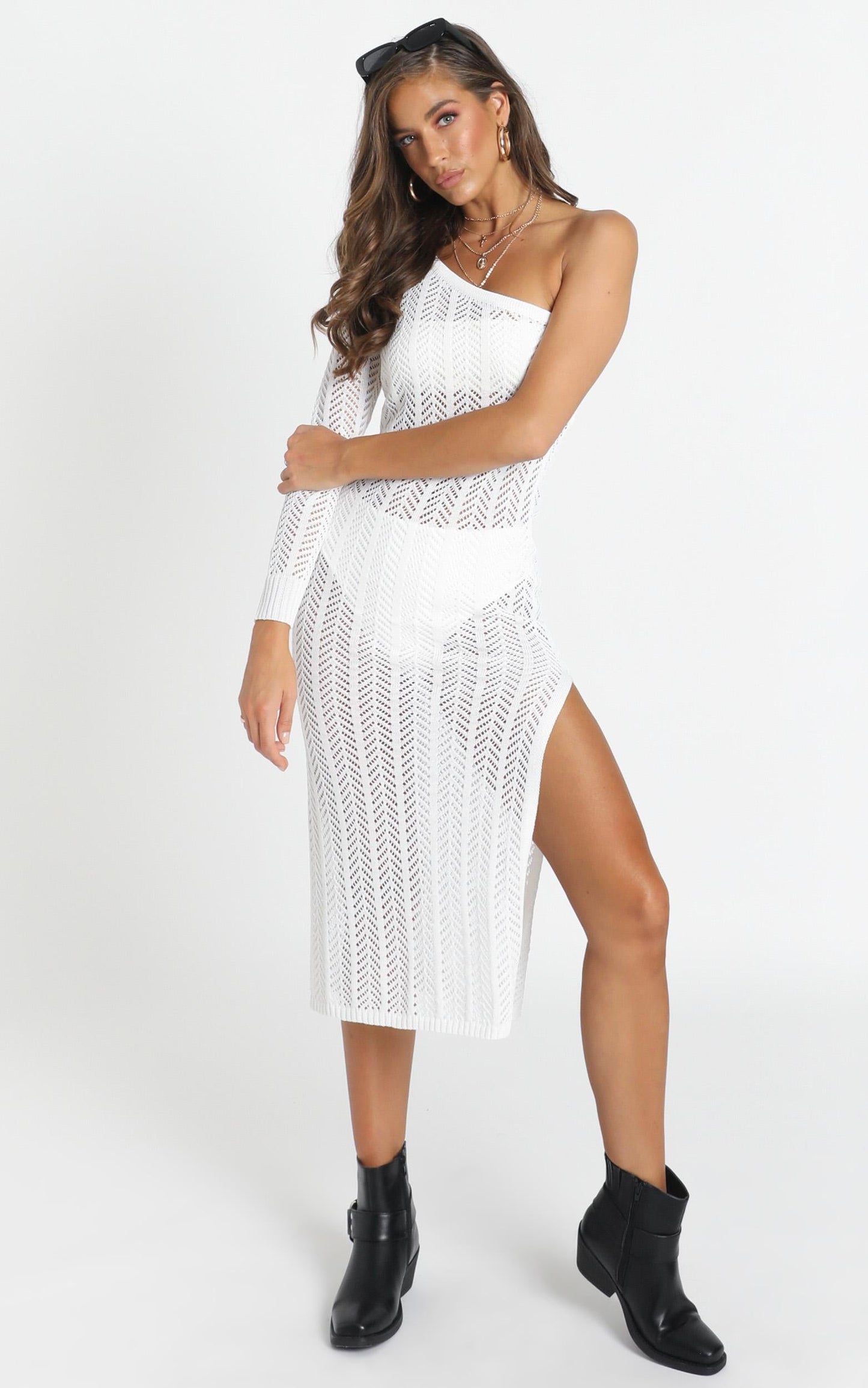 Drop Your Love Knit Dress In White