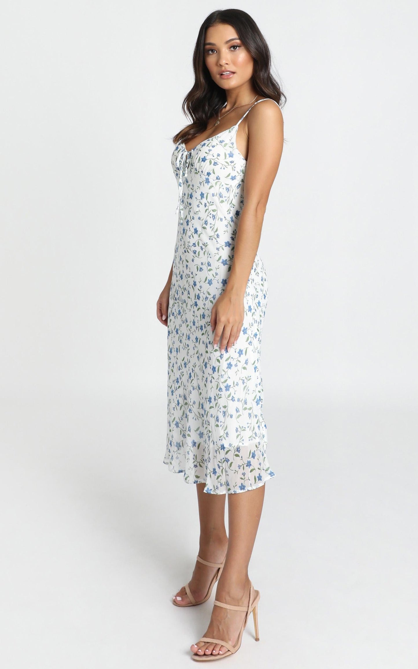 Toss the Dice Dress in White Ditsy Floral