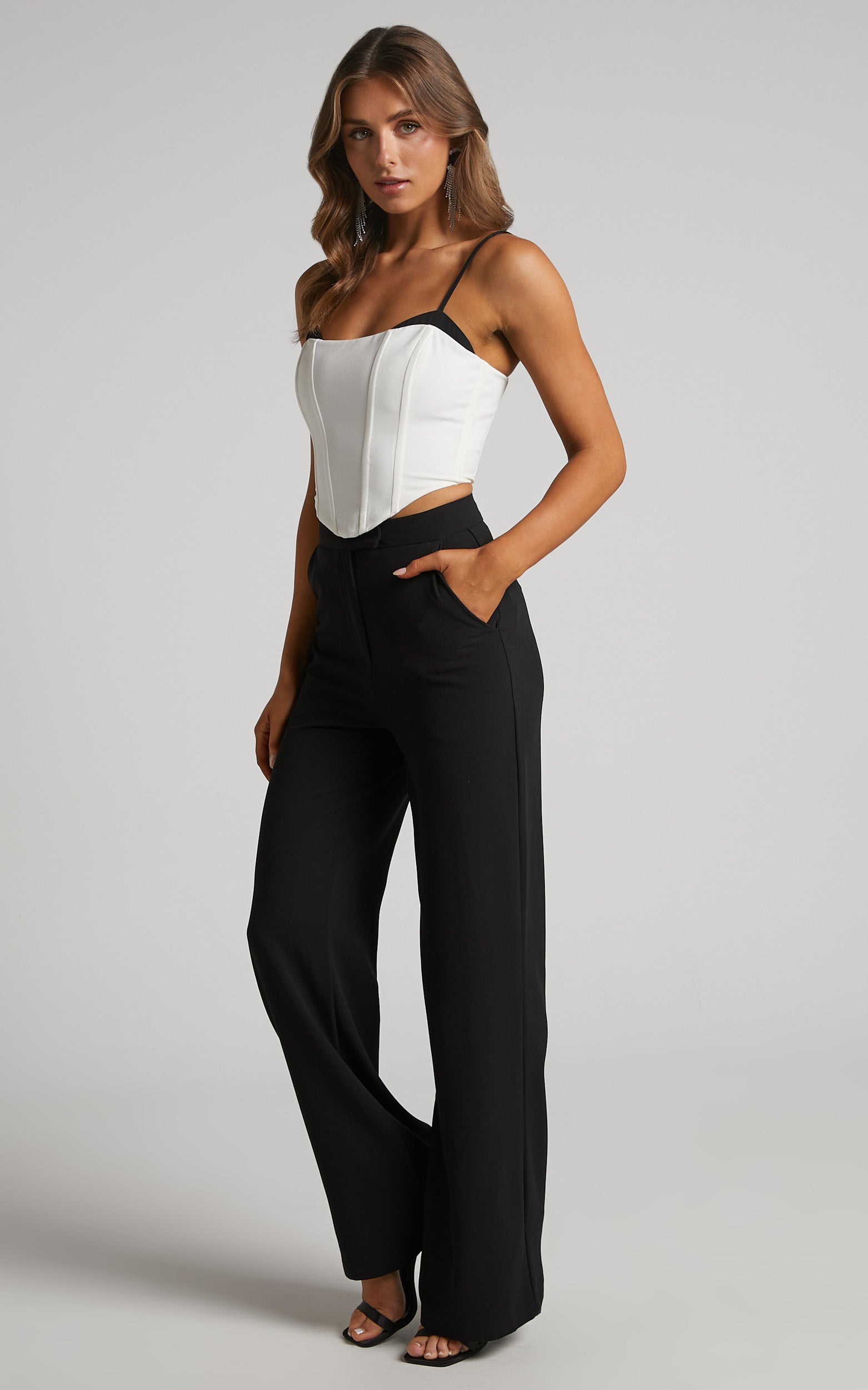 Kimmay Pants - High Waisted Tailored Straight Leg Pants in Black