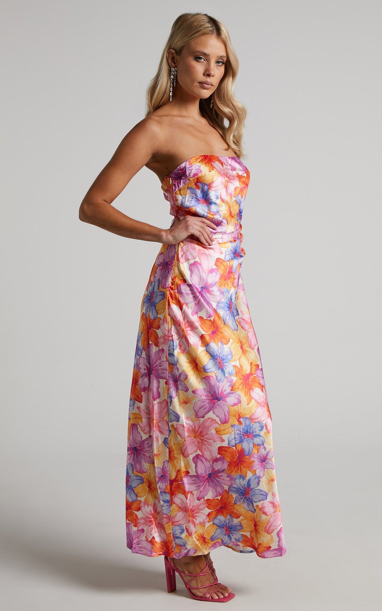 Runaway The Label - Splendour Strapless Dress in Multi Floral
