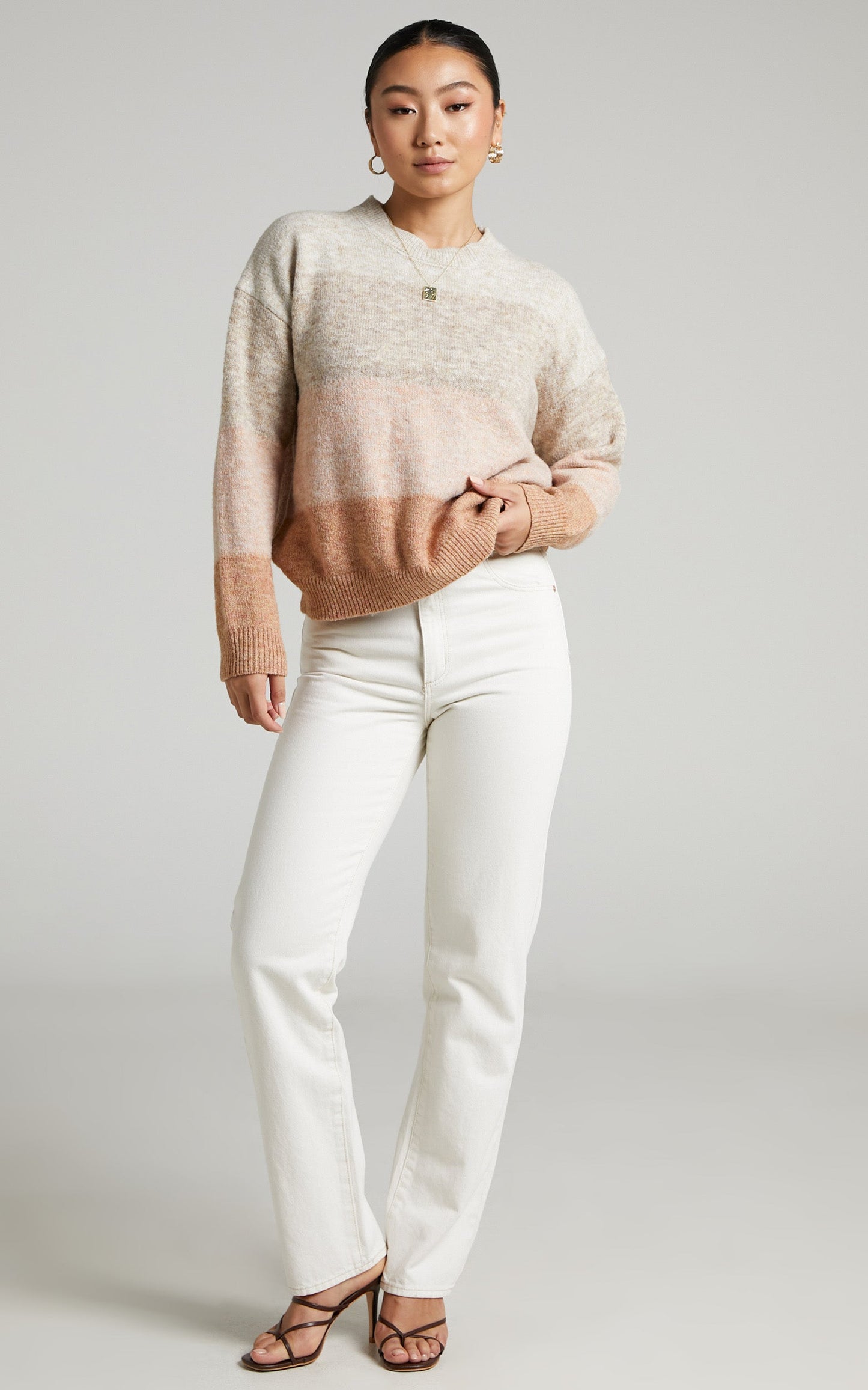 Claudette Jumper - Colour Block Stripe Knit Jumper in Natural