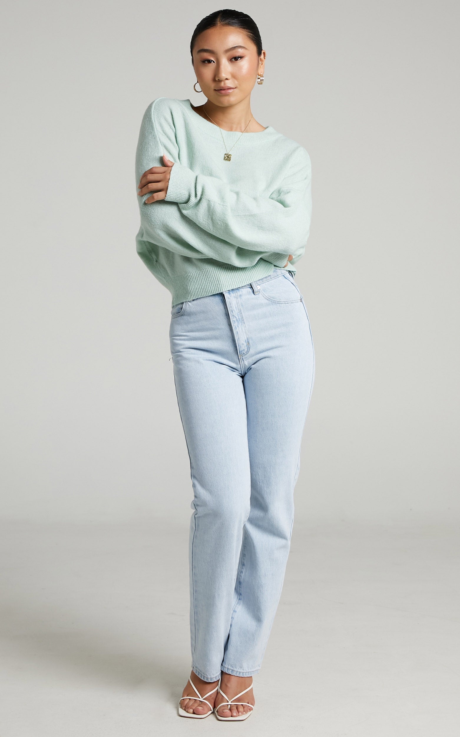 Hollee Sweater - Open Tie Back Knit Sweater in Sage