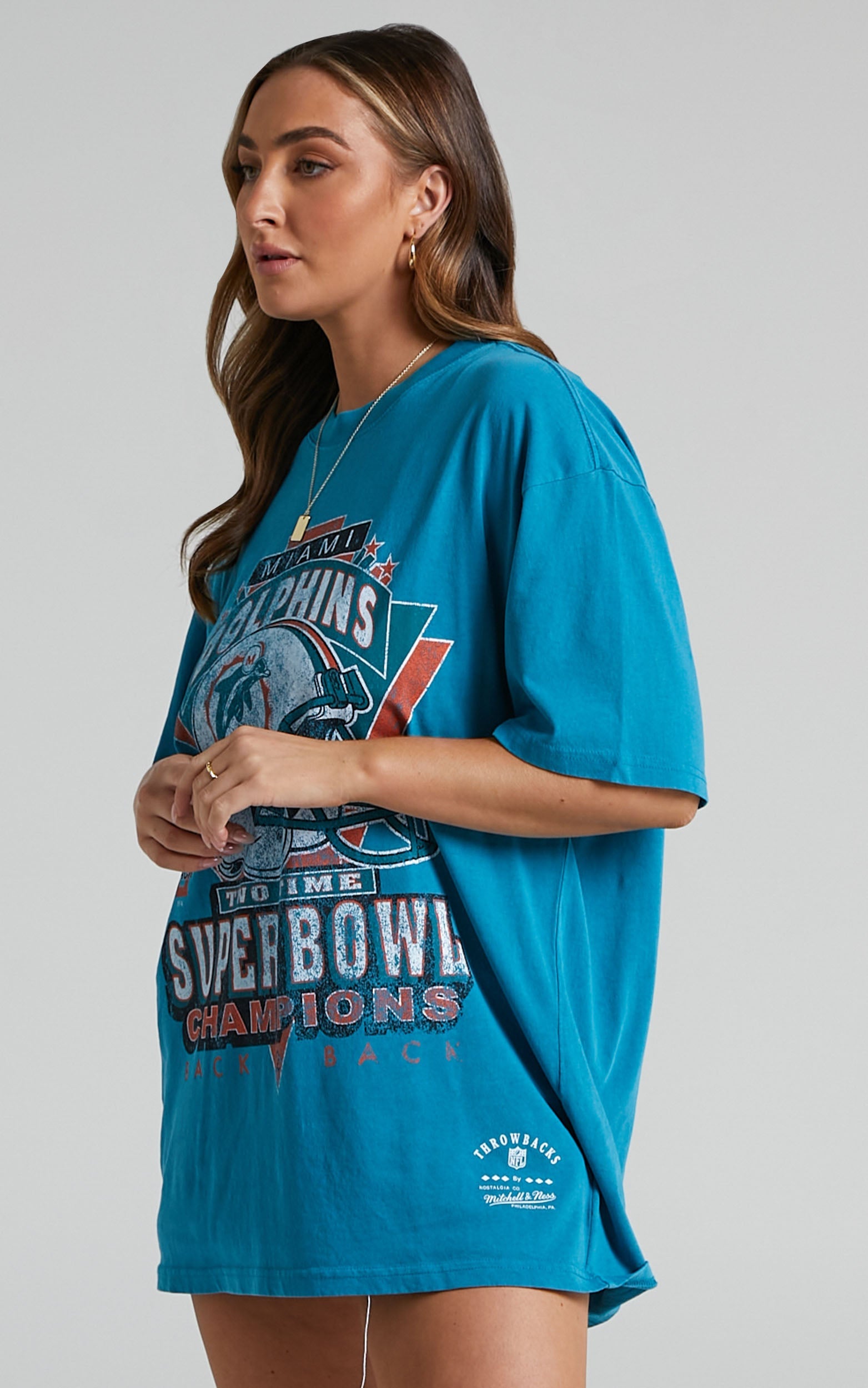 Mitchell & Ness - Miami Dolphins Vintage Super Bowl Tee in Faded Teal