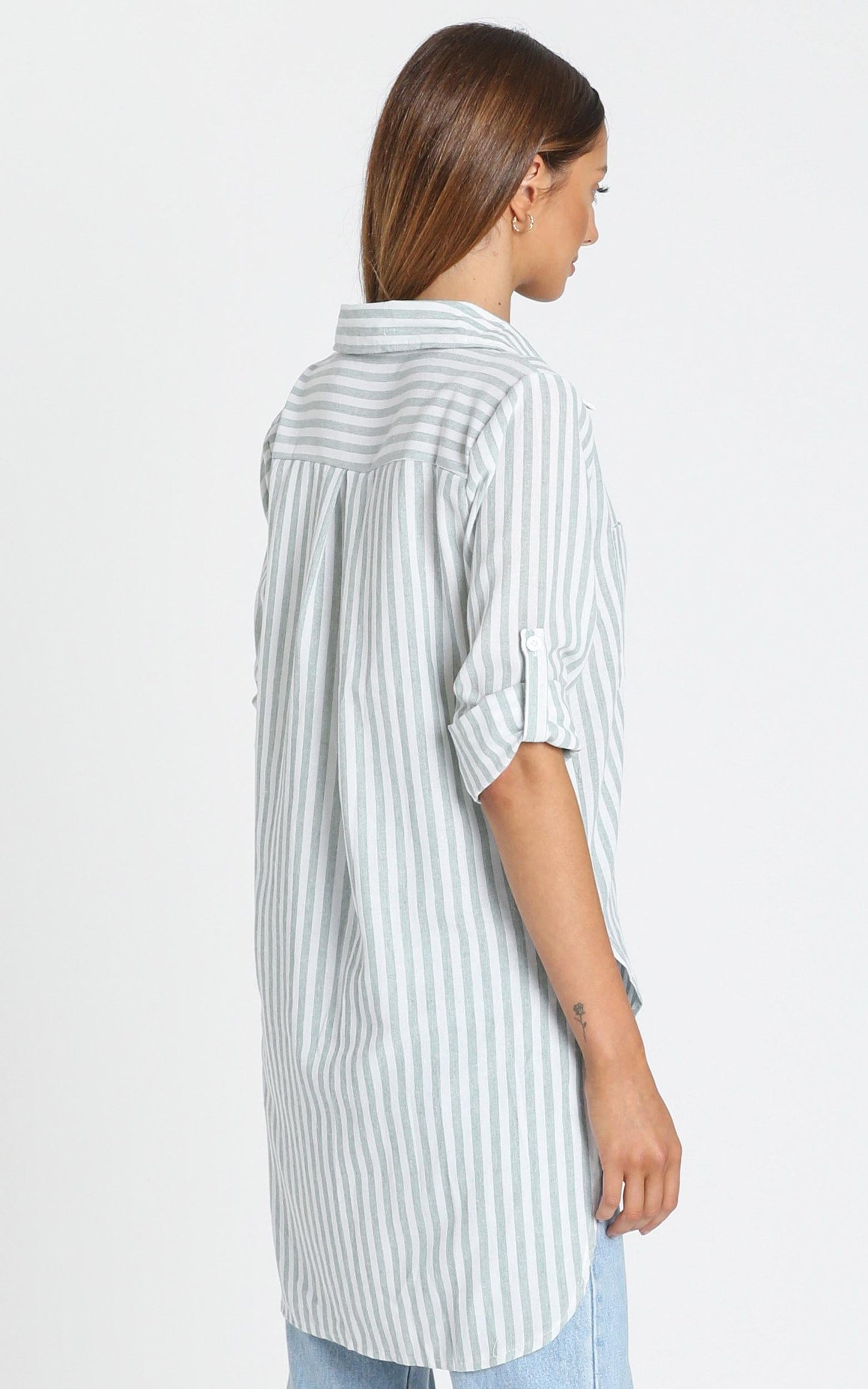 Paris Shirt in Sage Stripe