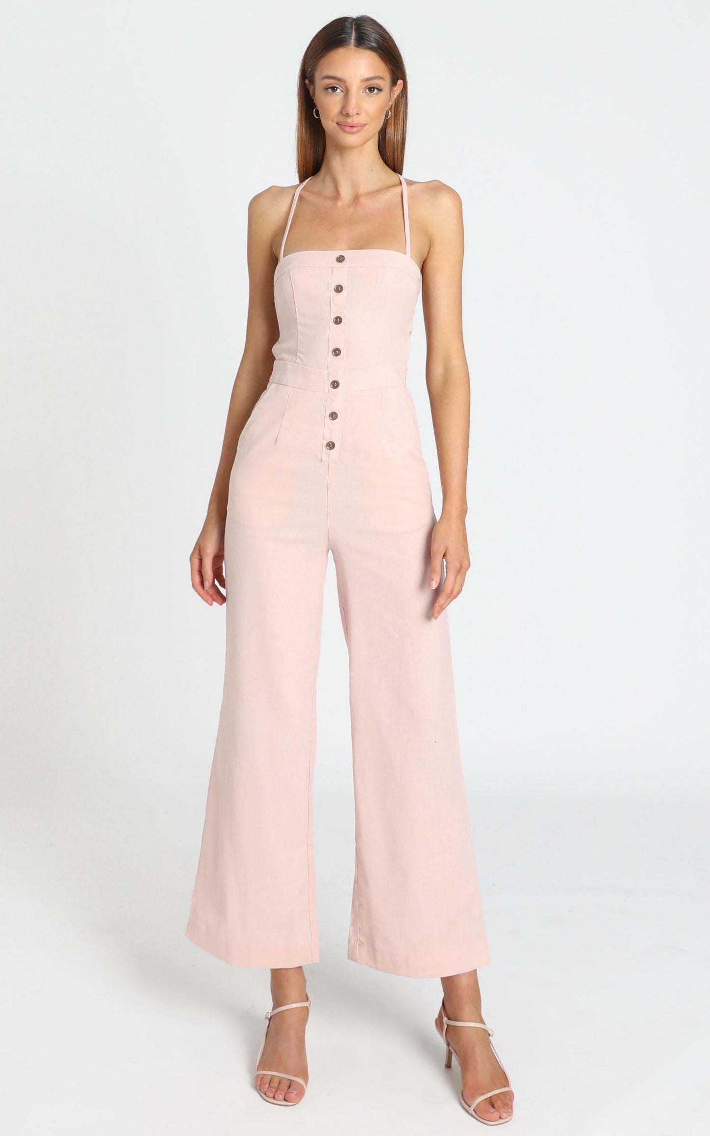 Make Me Yours Jumpsuit in Blush Linen Look