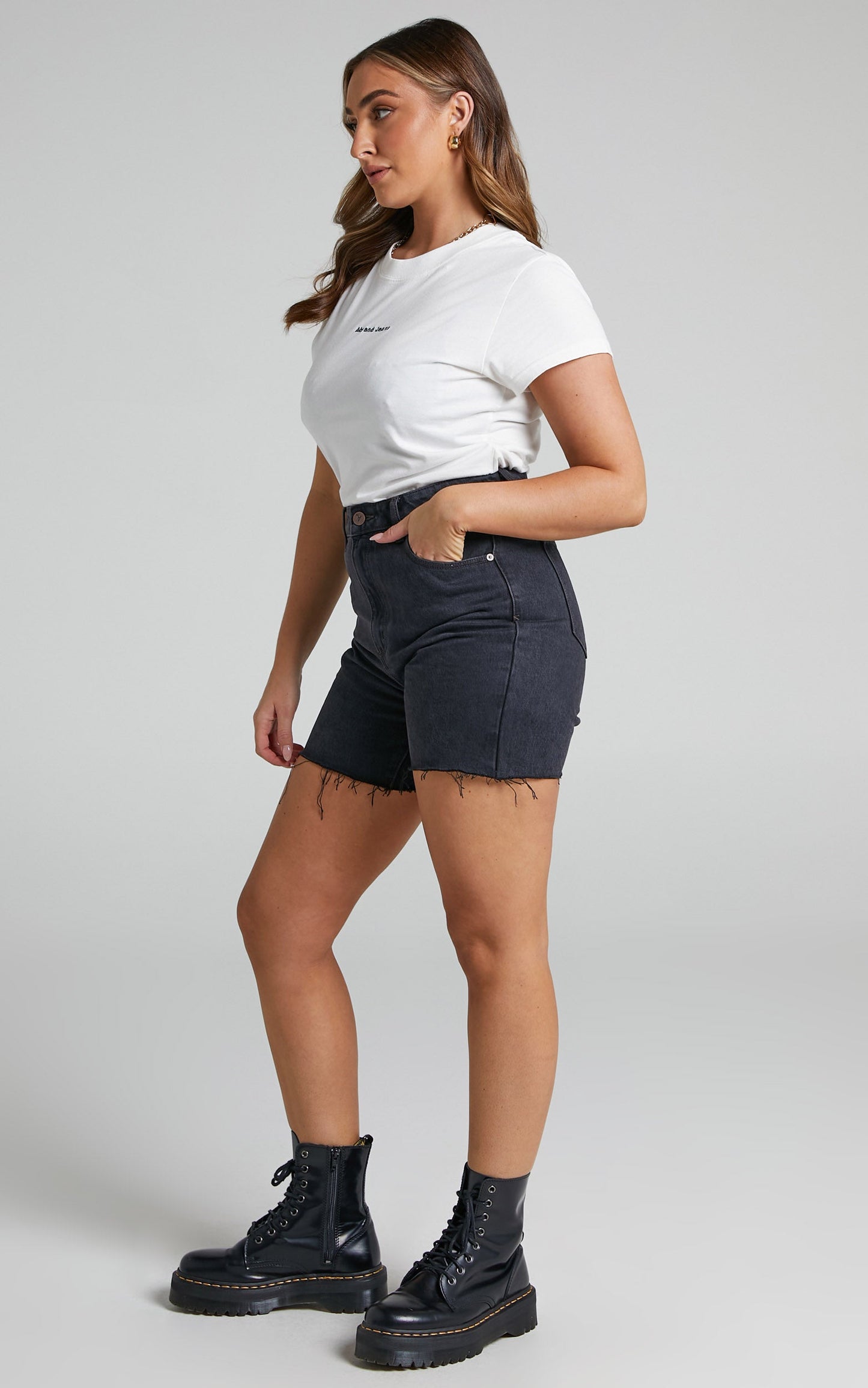 Abrand - A Claudia Cut Off Denim Shorts in Black Box