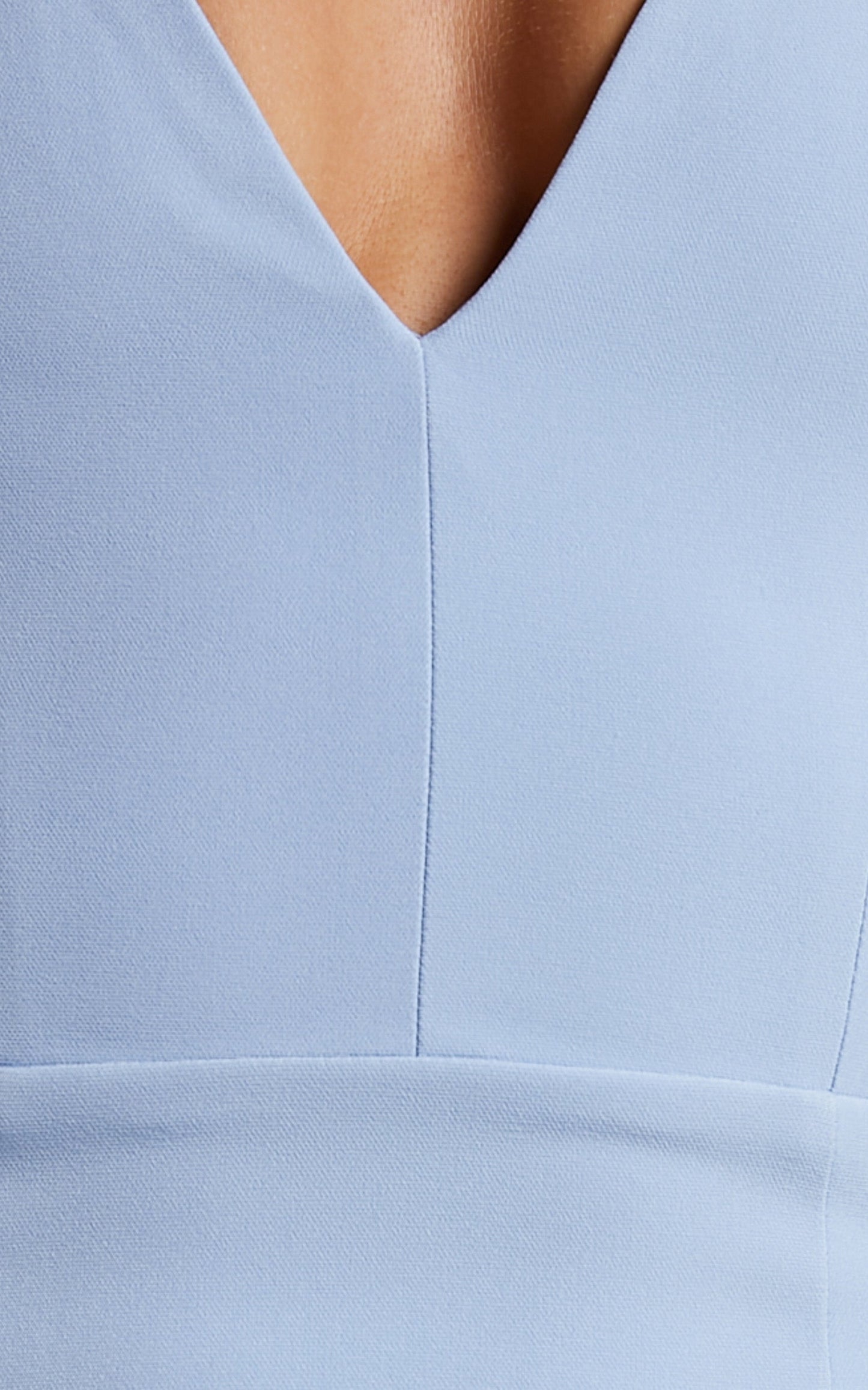 Alesti Midi Dress - Tie Shoulder Plunge Neck Dress in Light Blue