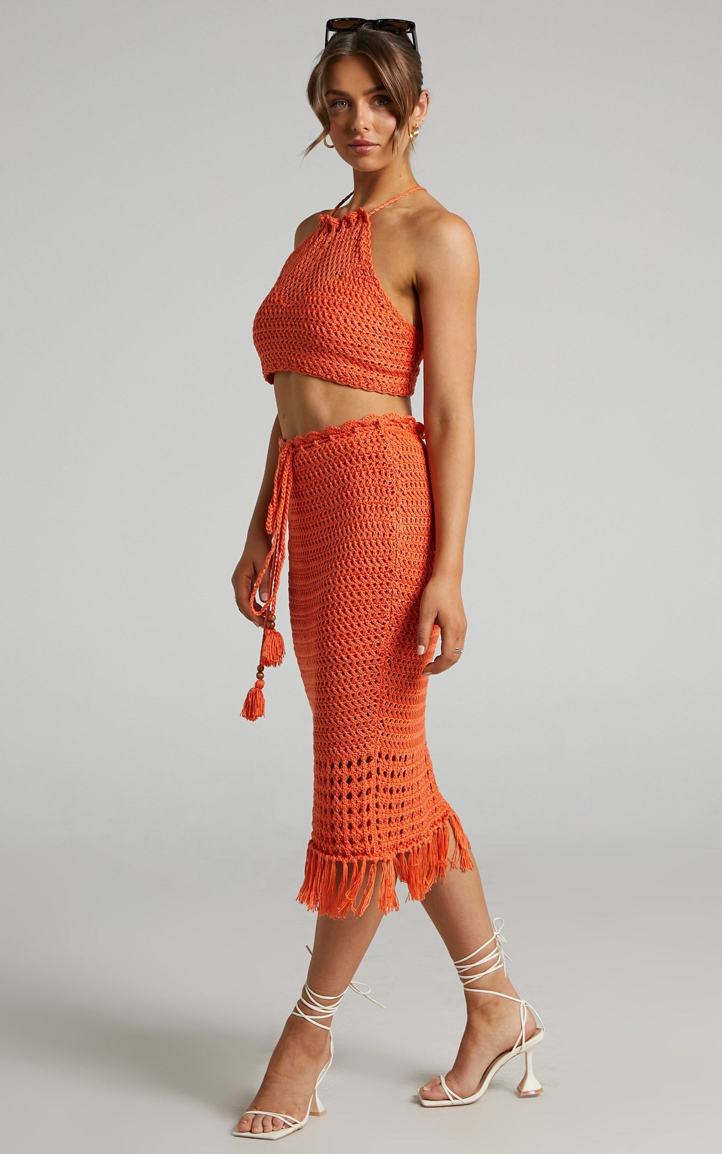 Cappadocia Crochet Midi Skirt in Orange