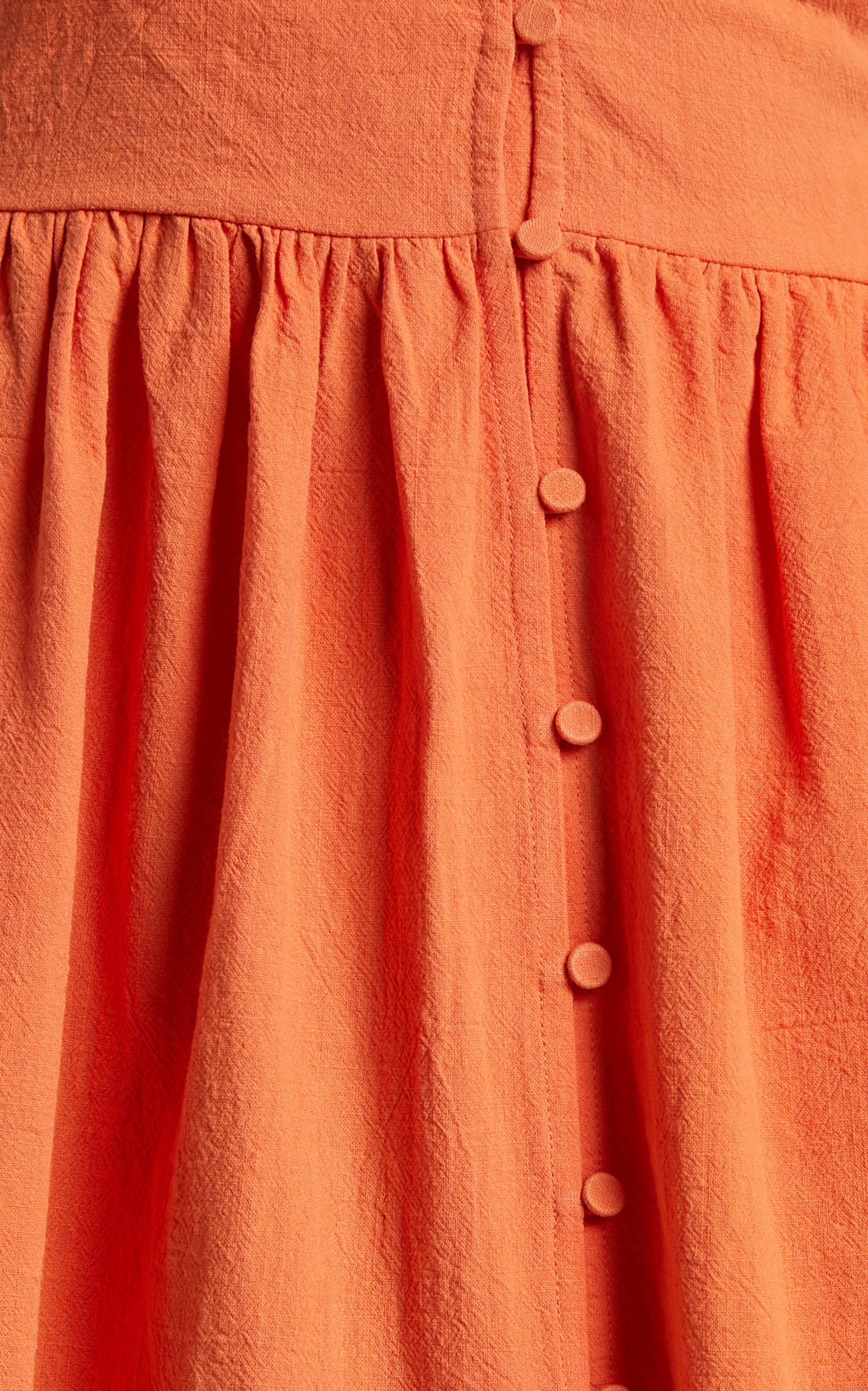 Chalmer Midi Dress - Tie Shoulder V Neck Button Up Dress in Orange