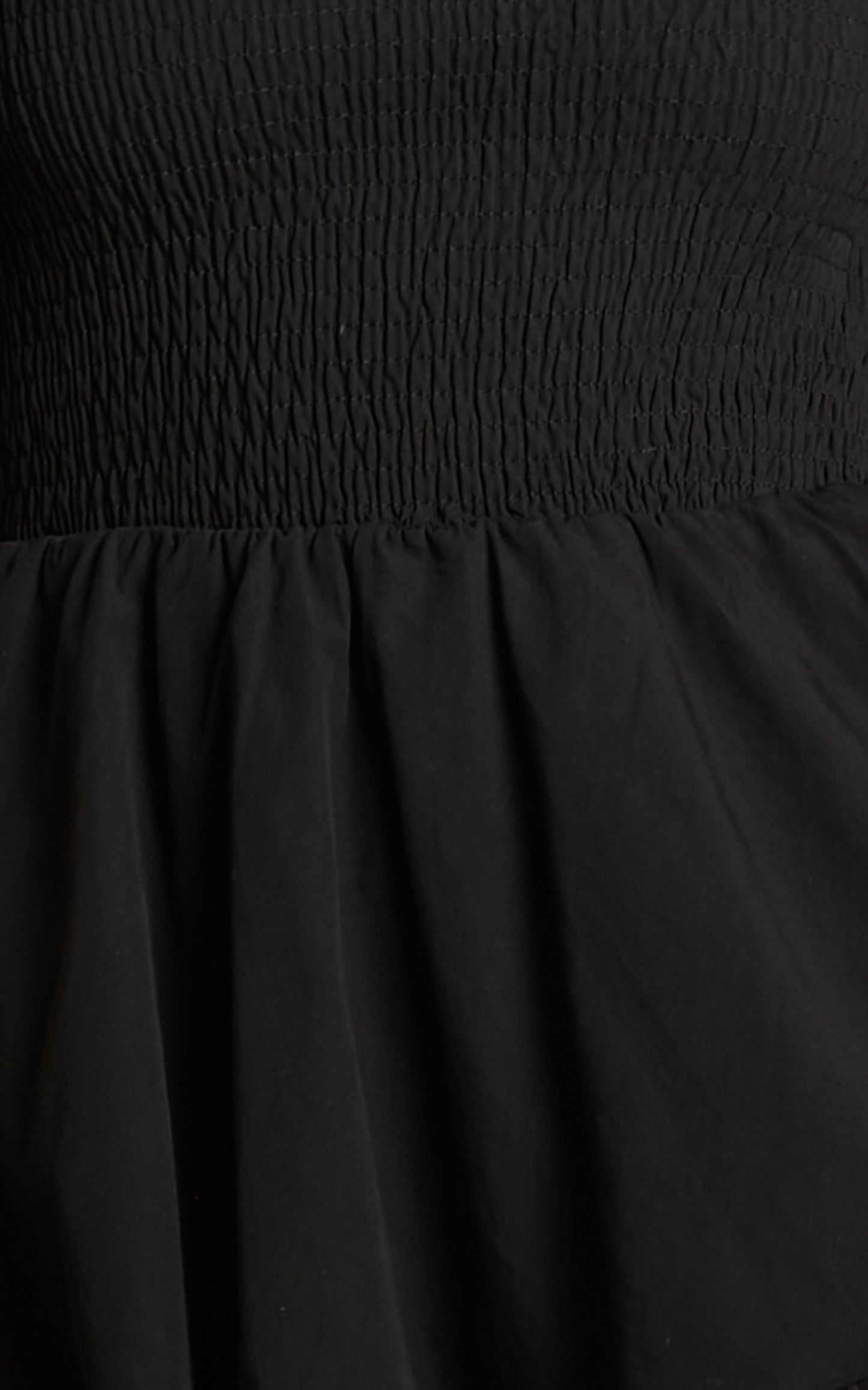 Chelle Mini Dress - Shirred Short Tie Sleeve Dress in Black