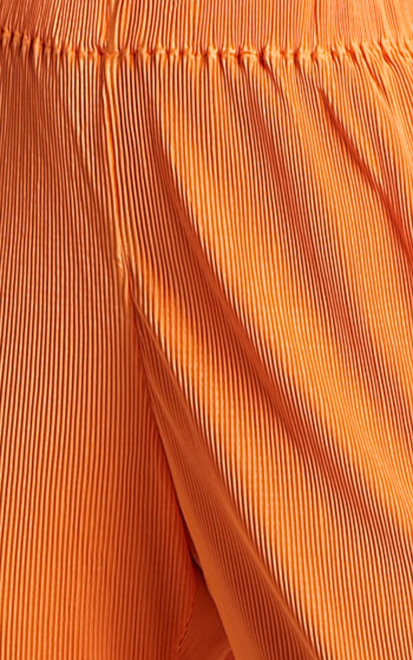 Amarante Pants - High Waisted Plisse Wide Leg Pants in Orange