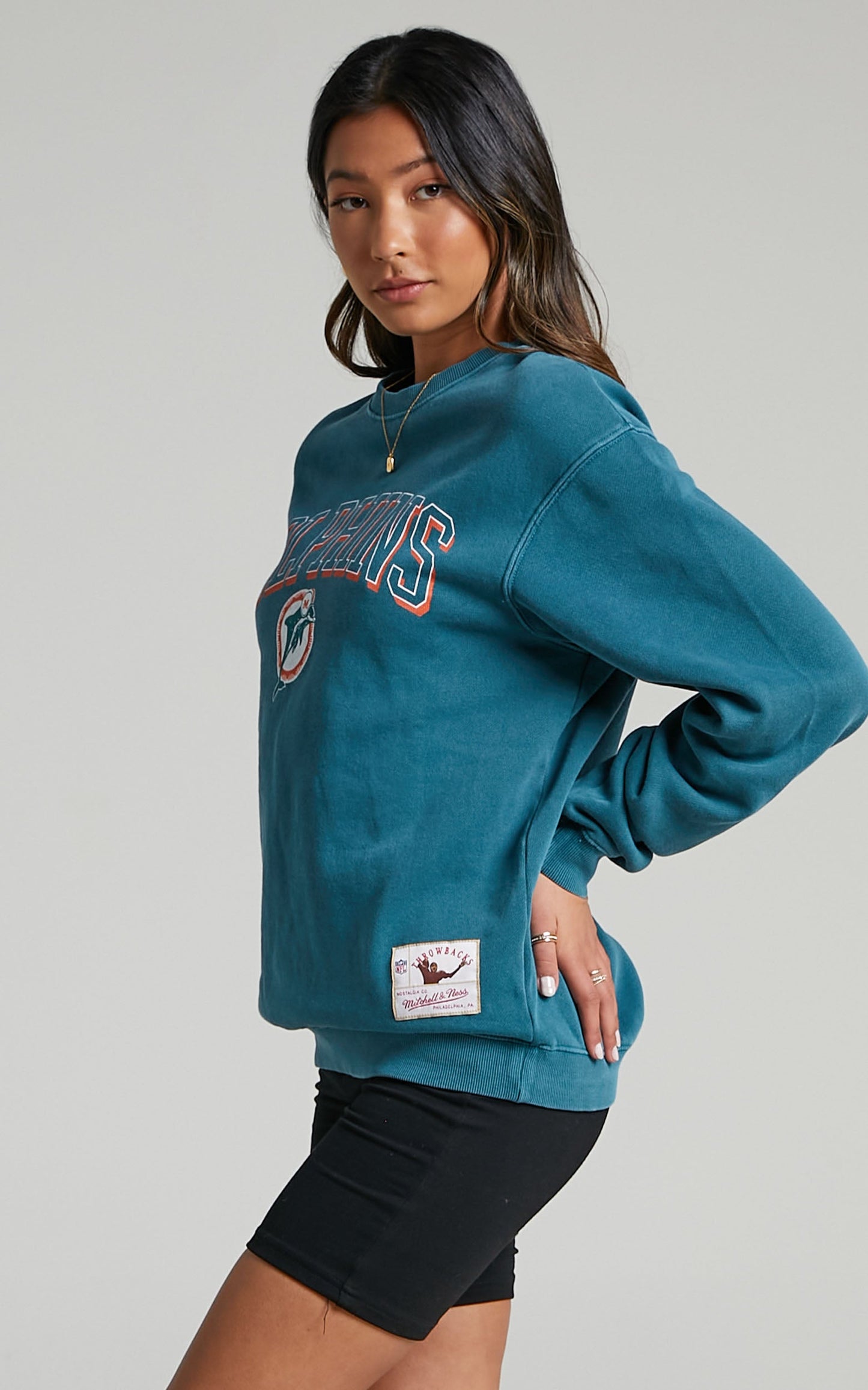 Mitchell & Ness - Vintage Keyline Miami Dolphins Jumper in Dolphins Teal