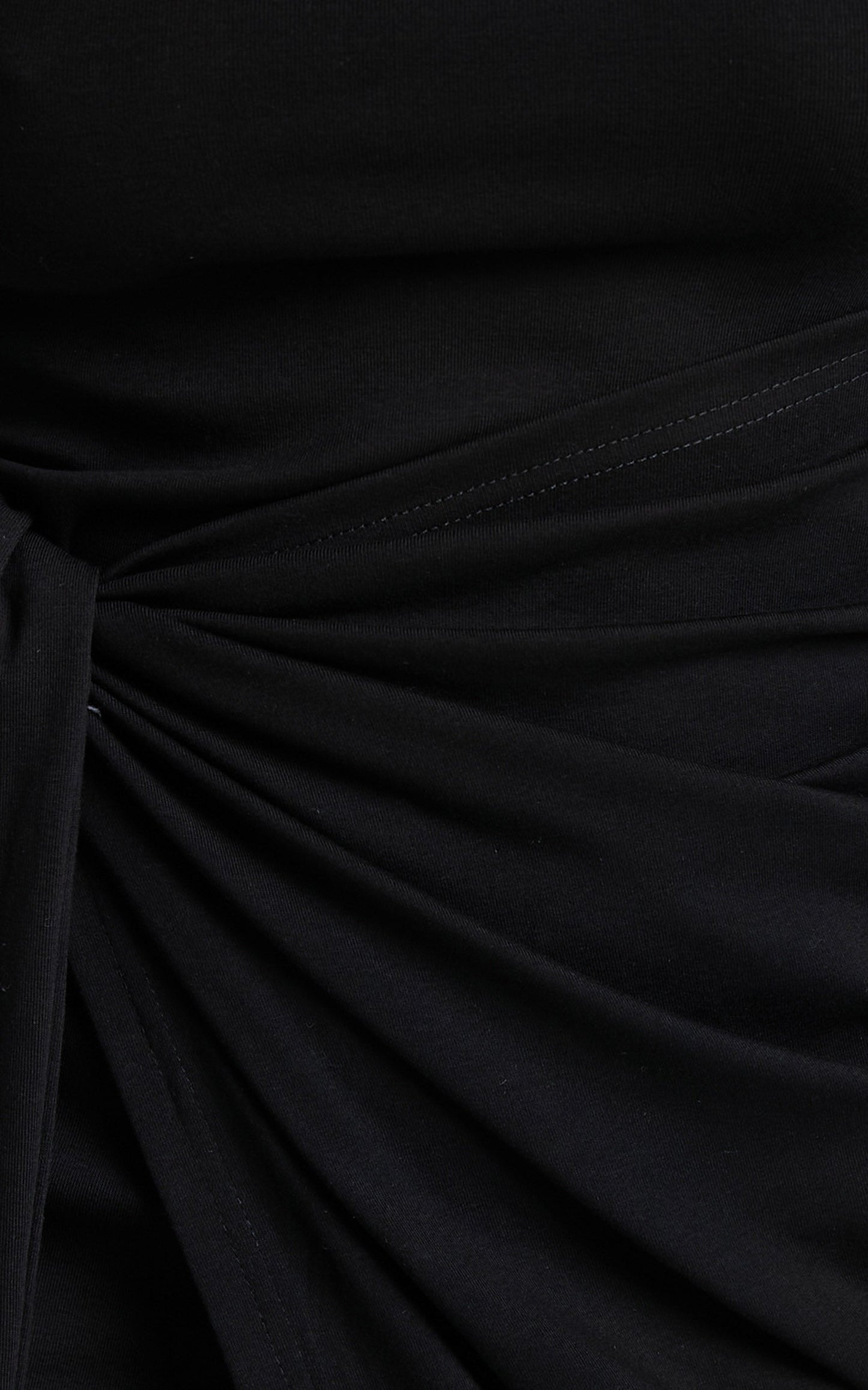 Marleen Mini Dress - Wrap Front Long Sleeve Bodycon Dress in Black