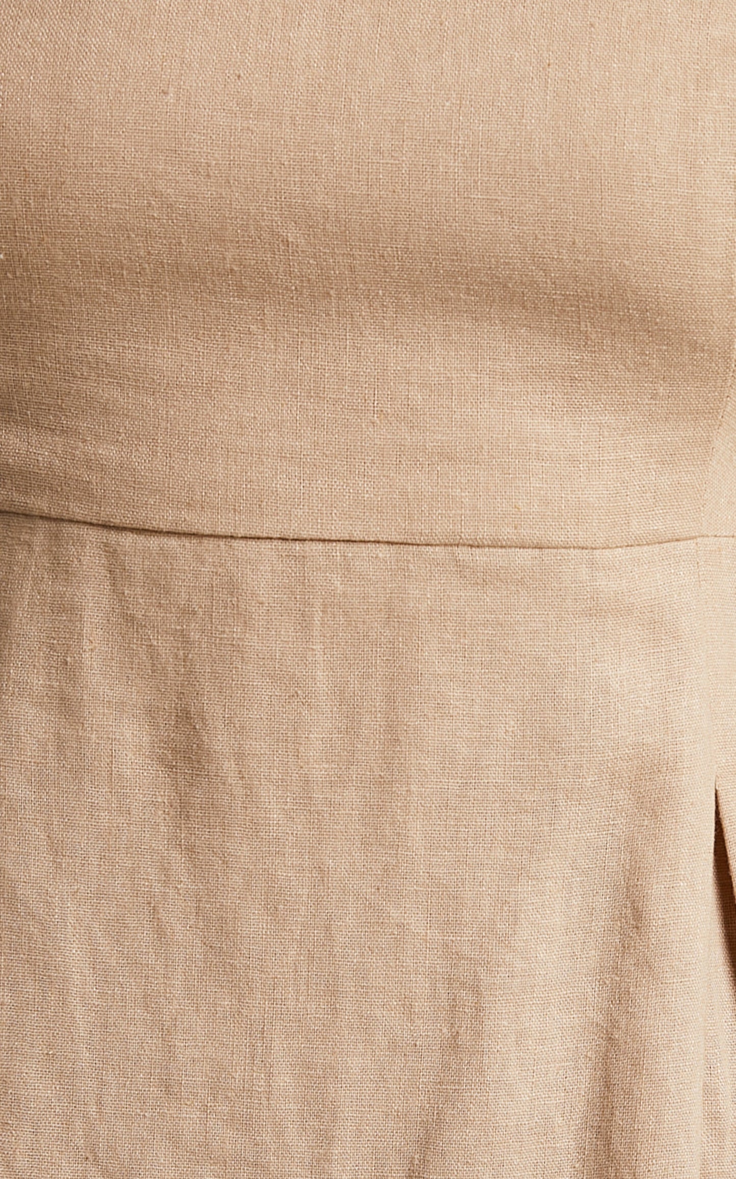 Matty Mini Dress - Linen Strappy Back Puff Sleeve Baby Doll Dress in Beige