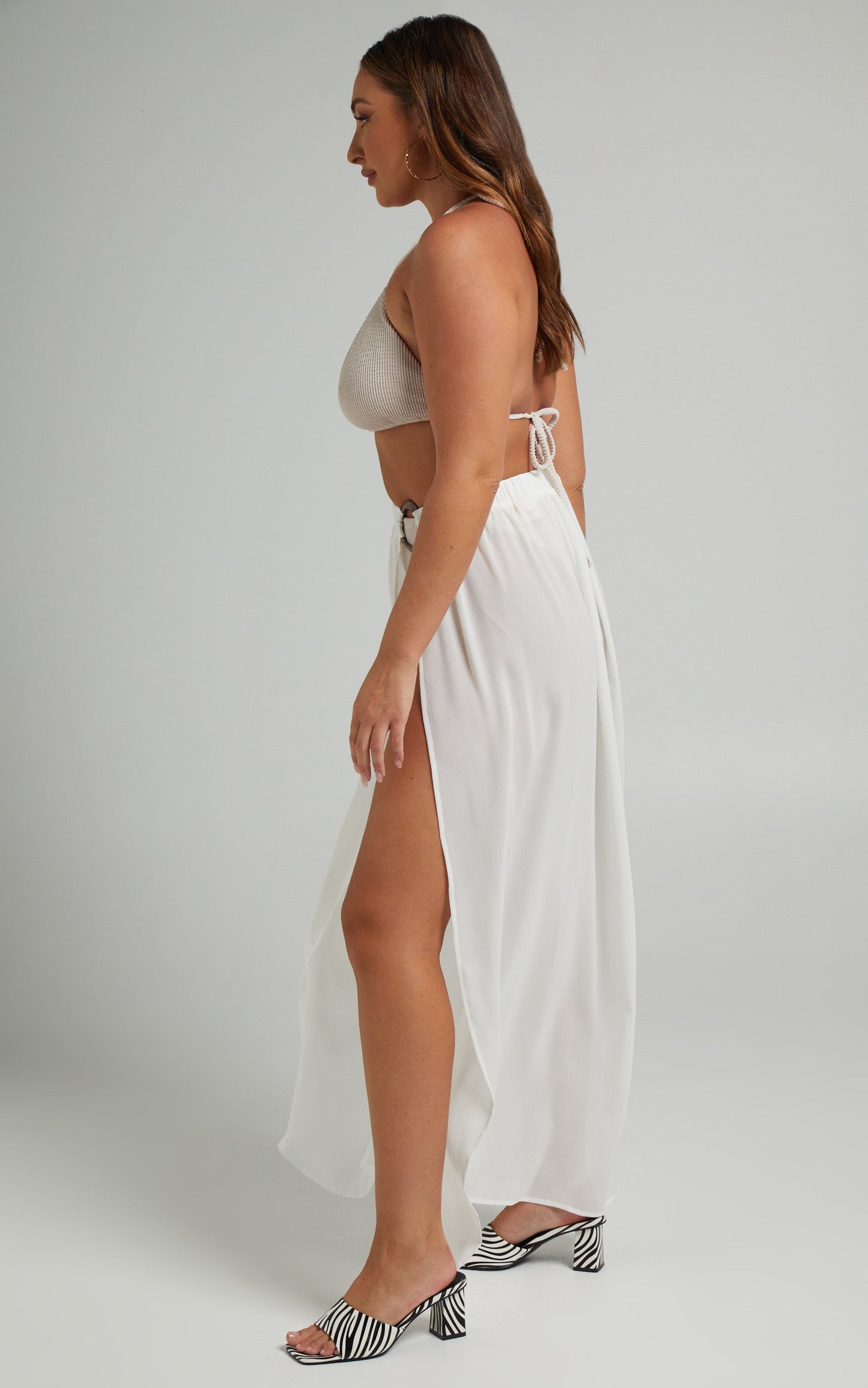 April Maxi Skirt Cover Up with Wooden Ring in Cream