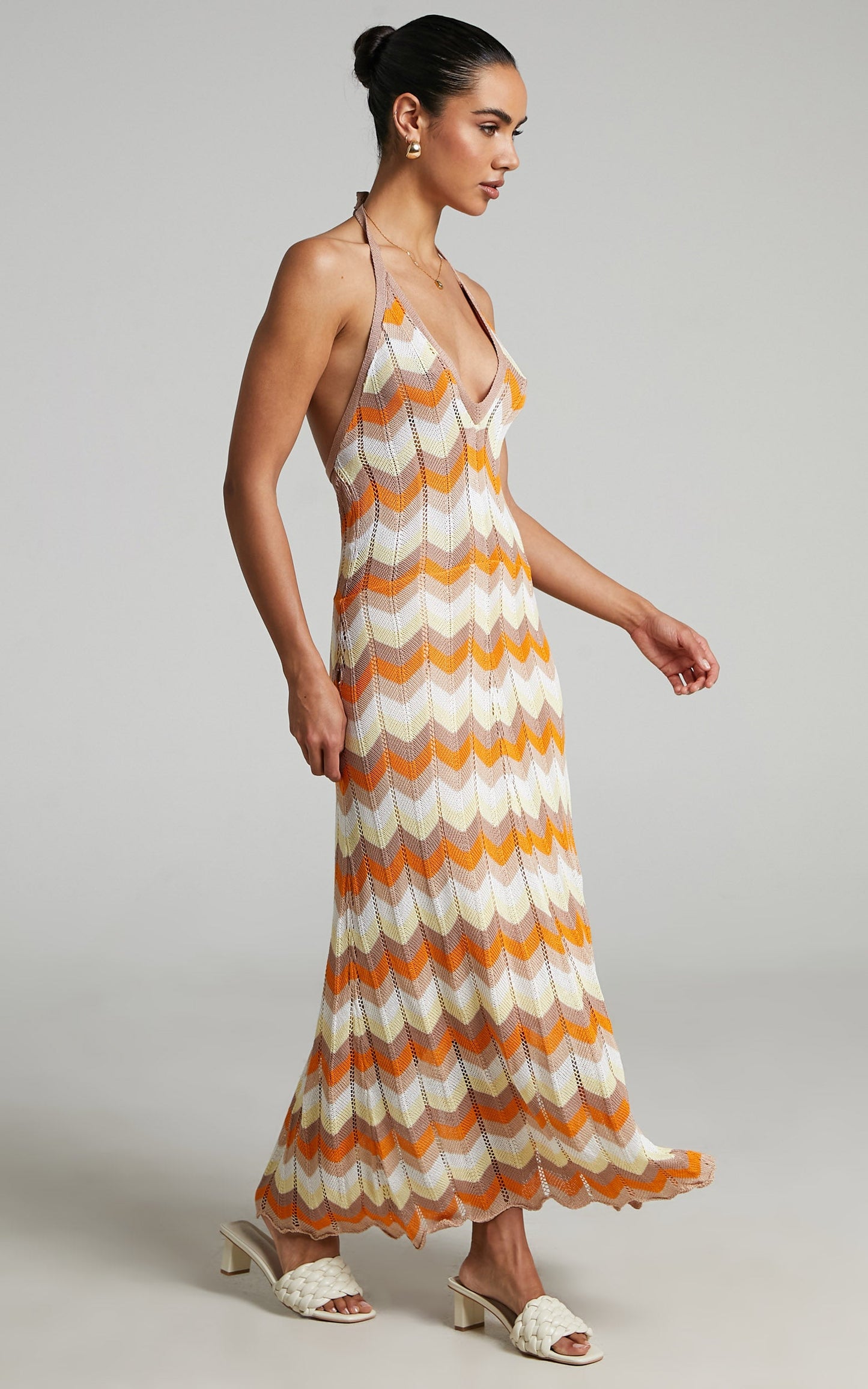 Natchel Crochet Maxi Dress in White Print