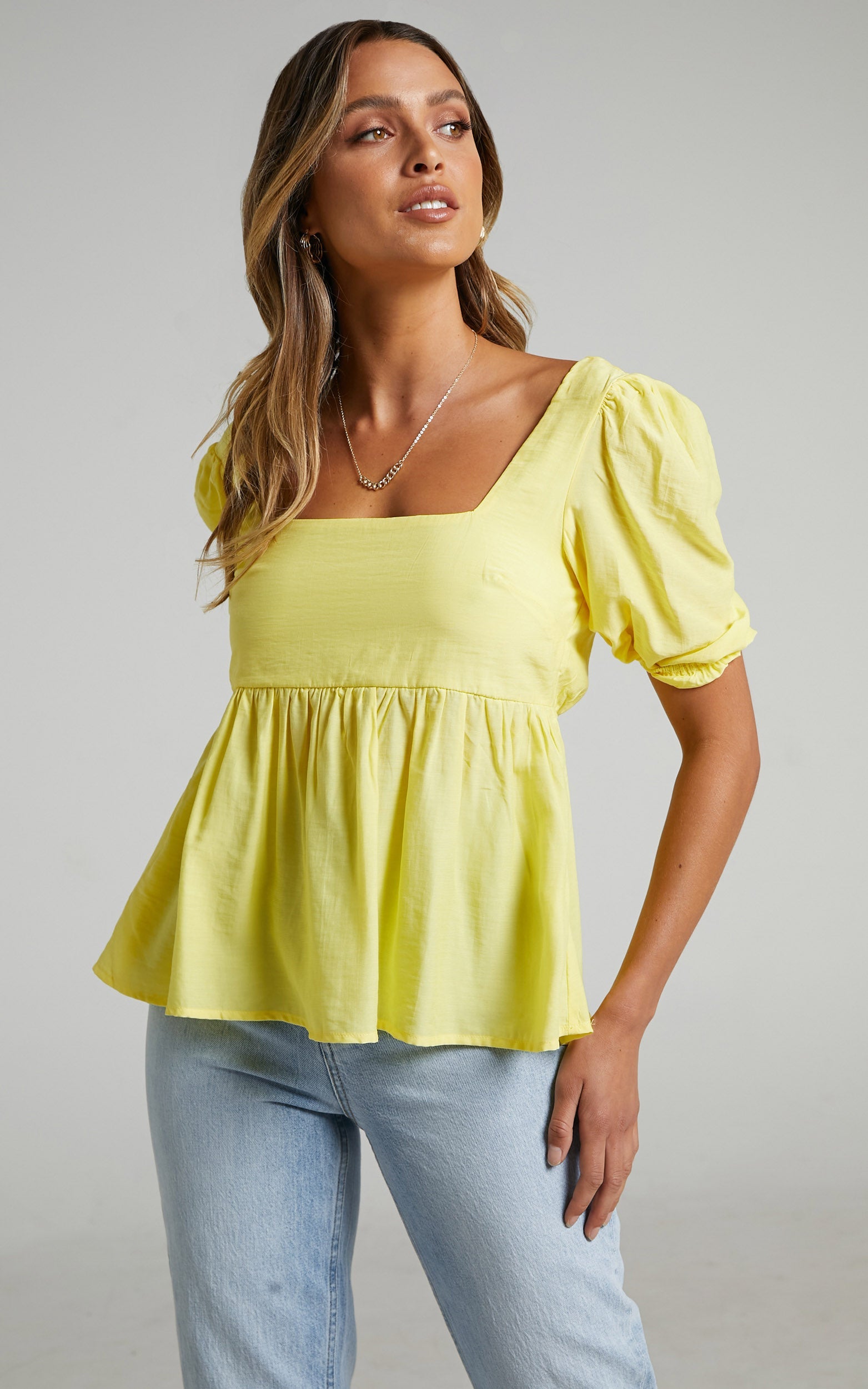 Orion Babydoll Top in Butter Yellow
