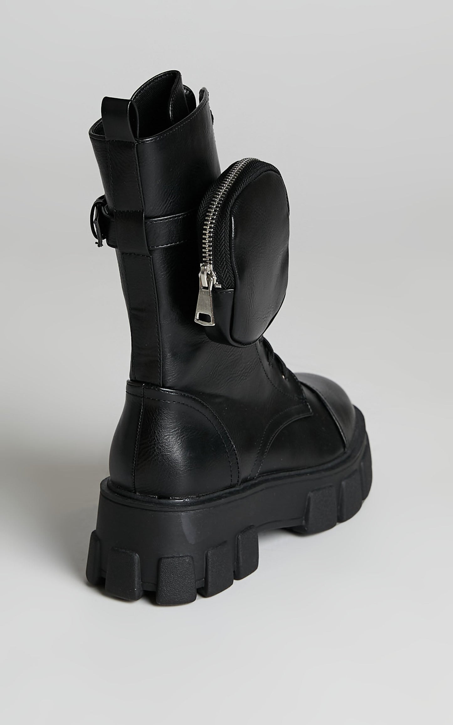 Public Desire - Intention Chunky Sole Pouch Ankle Boots in Black