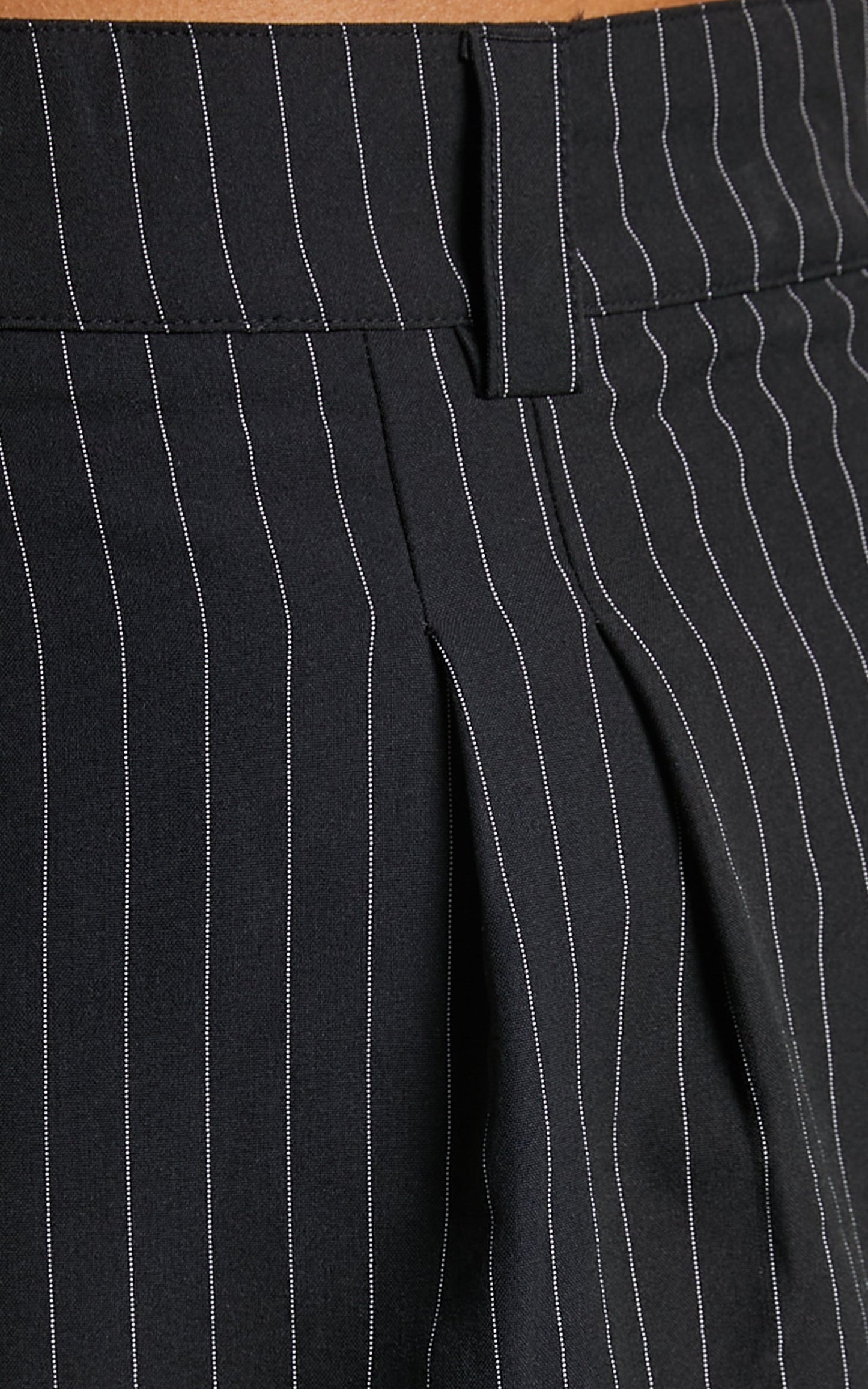 Queennie Micro Mini Skirt - Low Rise Skirt in Black Pinstripe