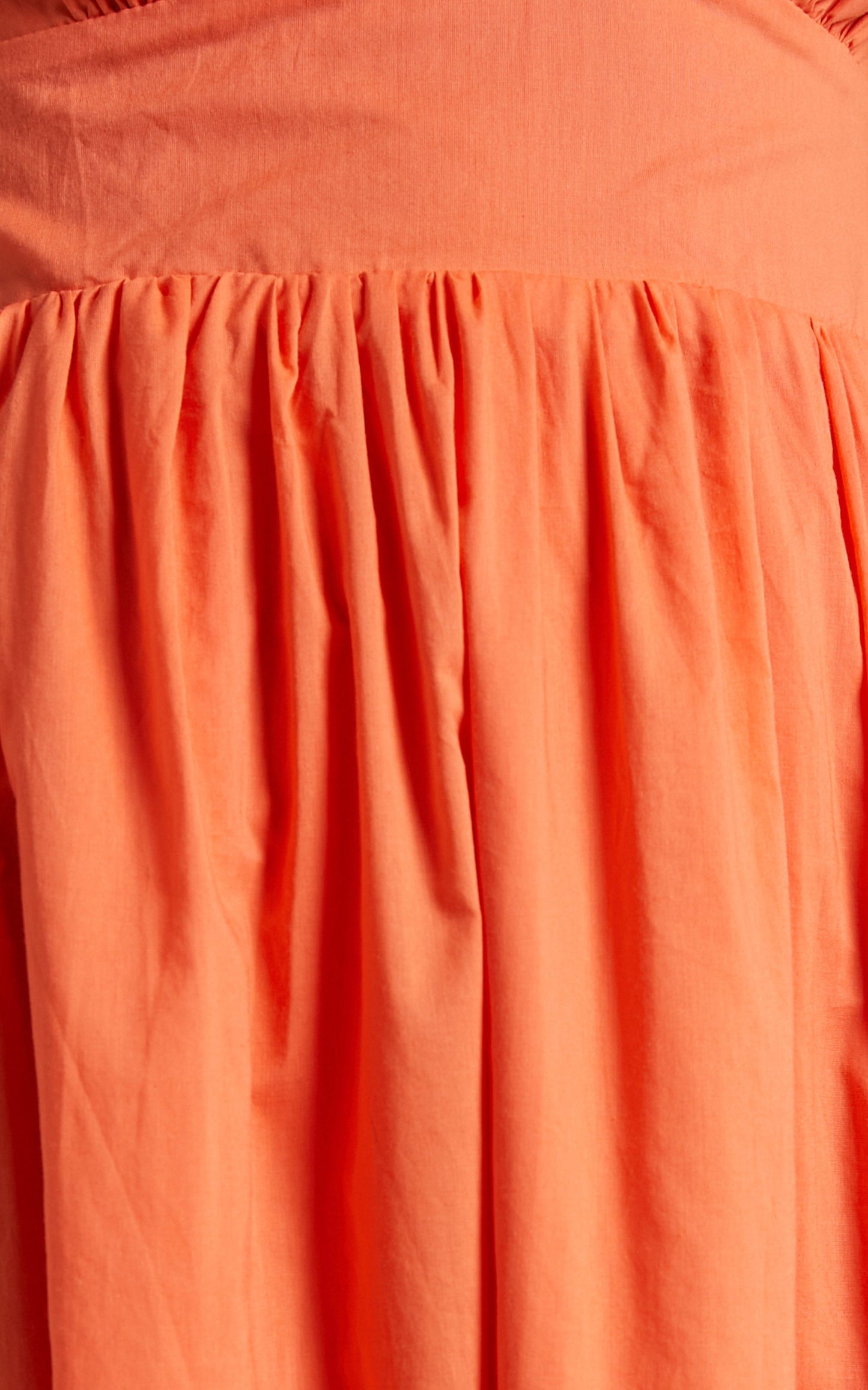 Shairah Midi Dress - Cross Back Gathered Sweetheart Dress in Orange