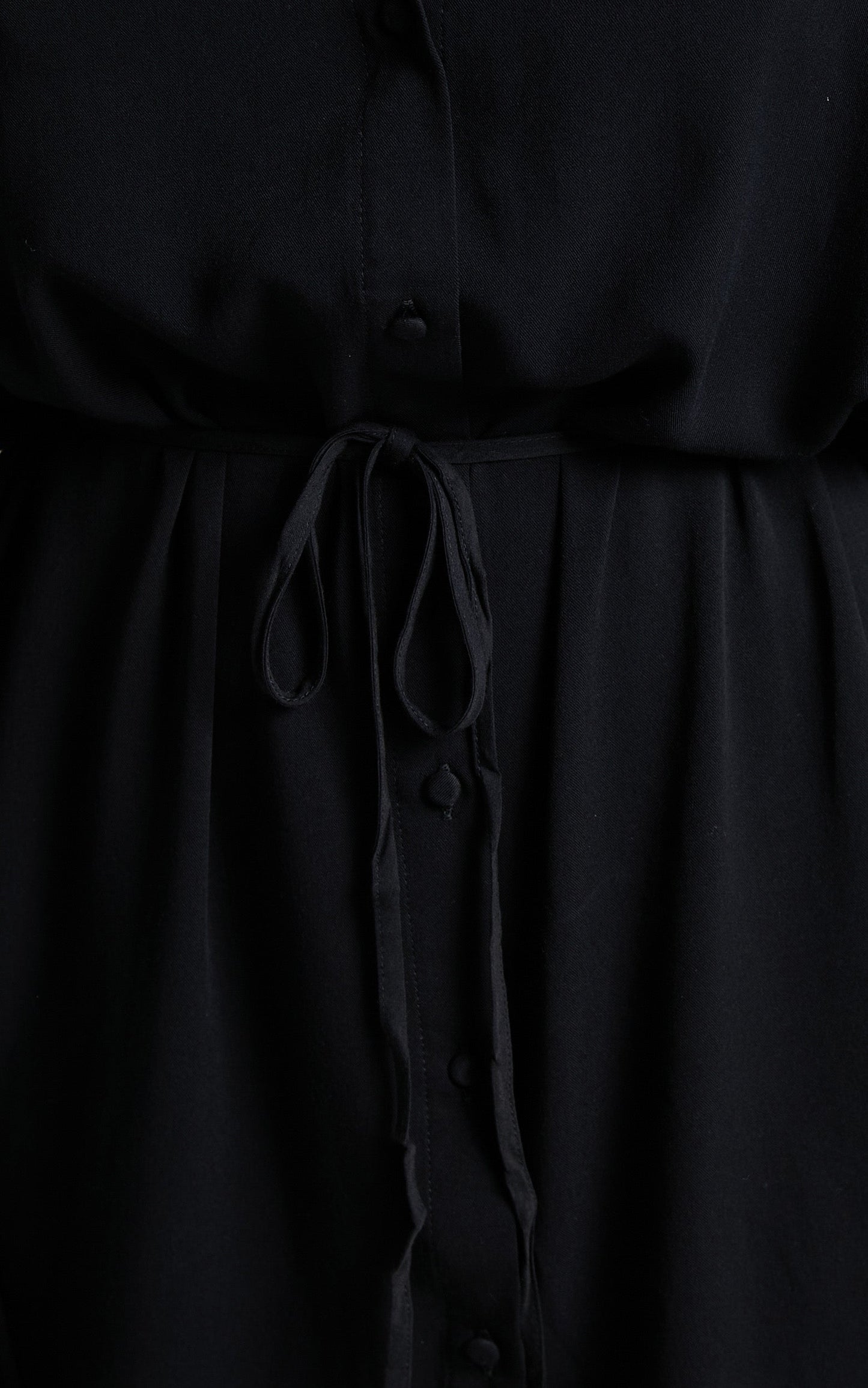 Wynter Mini Dress - Waist Tie Shirt Dress in Black