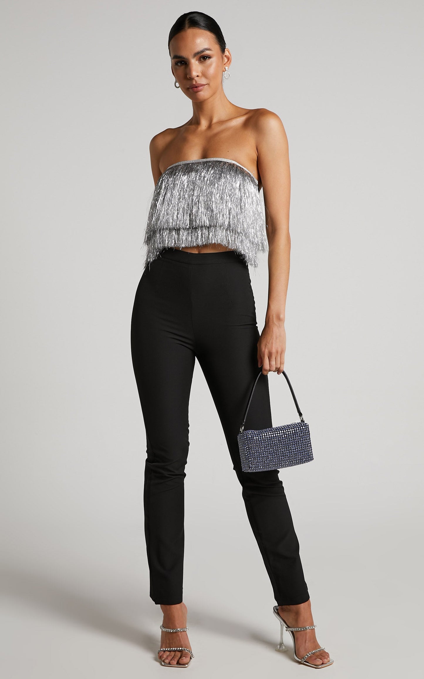 Andriya Pants - High Waisted Fitted Kick Flare Pants in Black