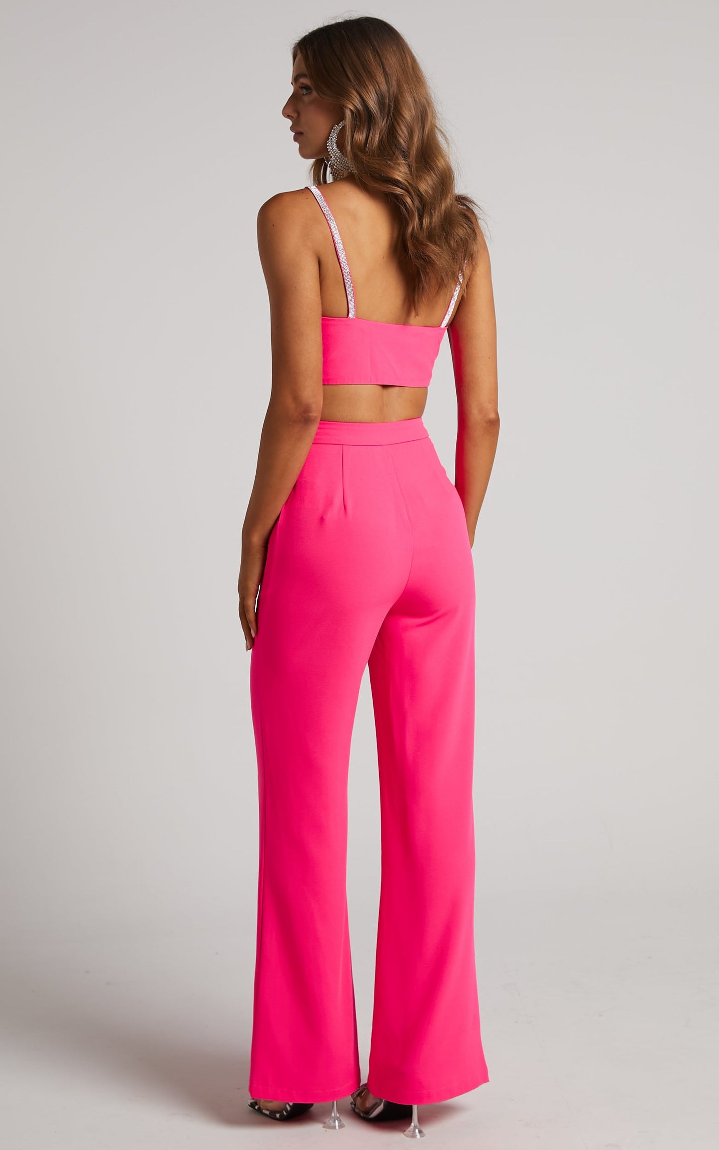 Kimmay Pants - High Waisted Tailored Straight Leg Pants in Hot Pink