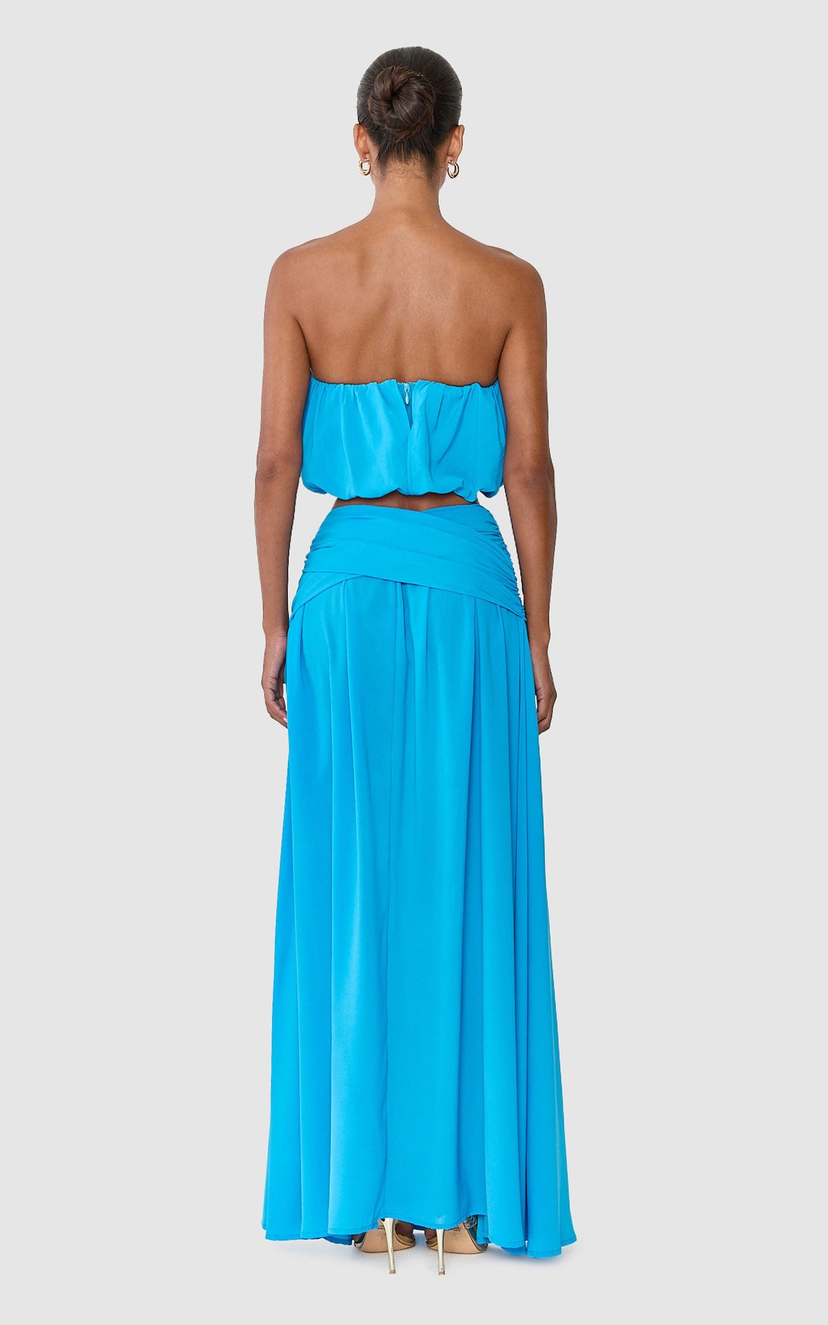 Naomi Maxi Skirt - Split Leg Wrap Waist Skirt in Blue