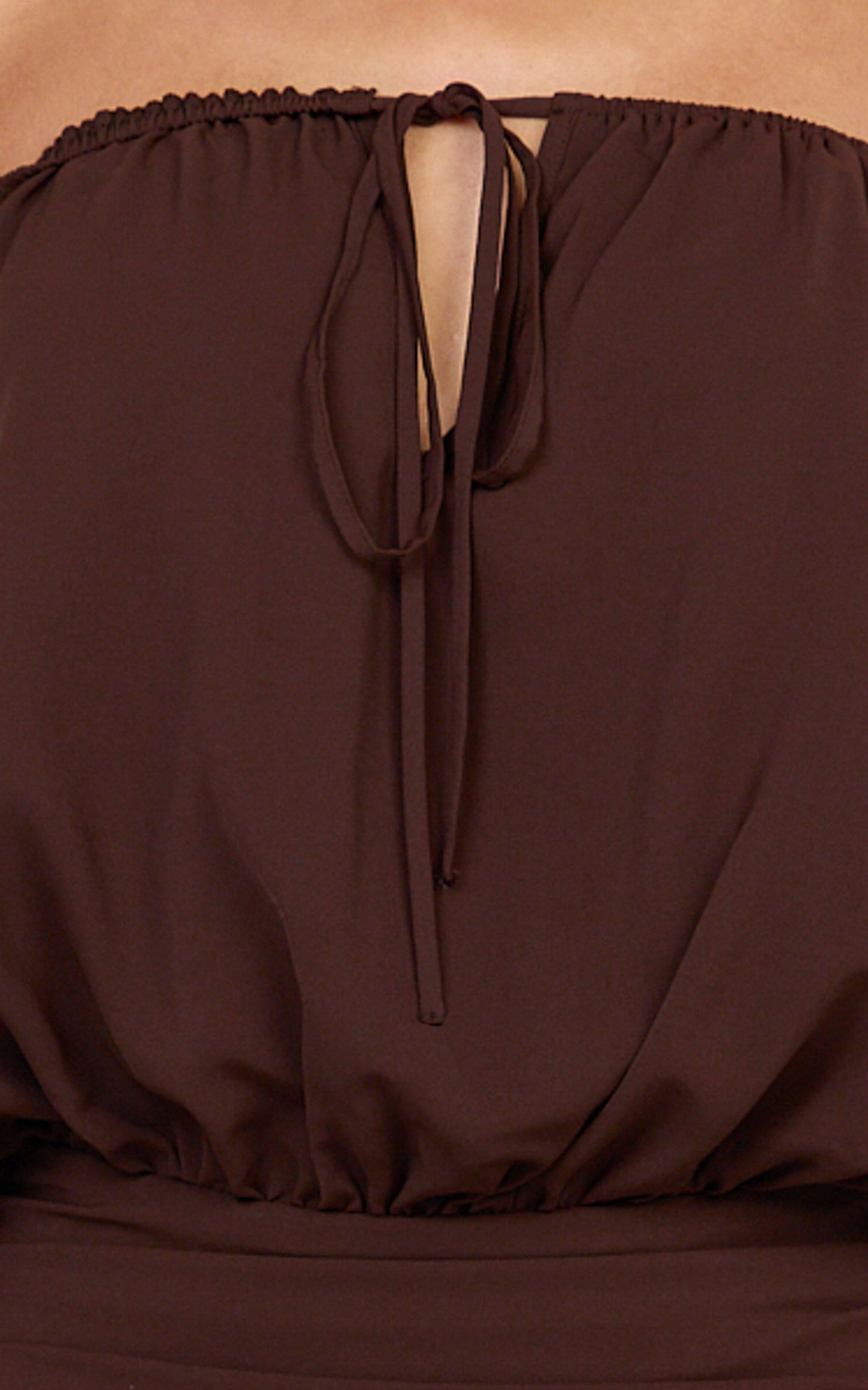 Sailor Mini Dress - Off Shoulder Ruffle Skirt Dress in Chocolate
