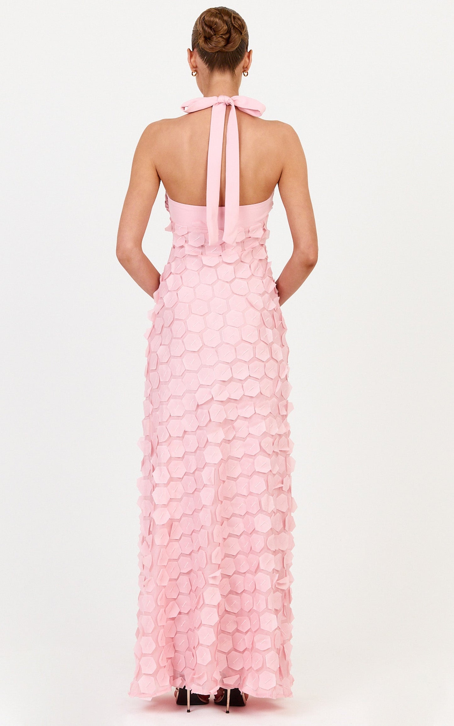 Sloane Maxi Dress - Sweetheart Halter Neck Dress in Pink