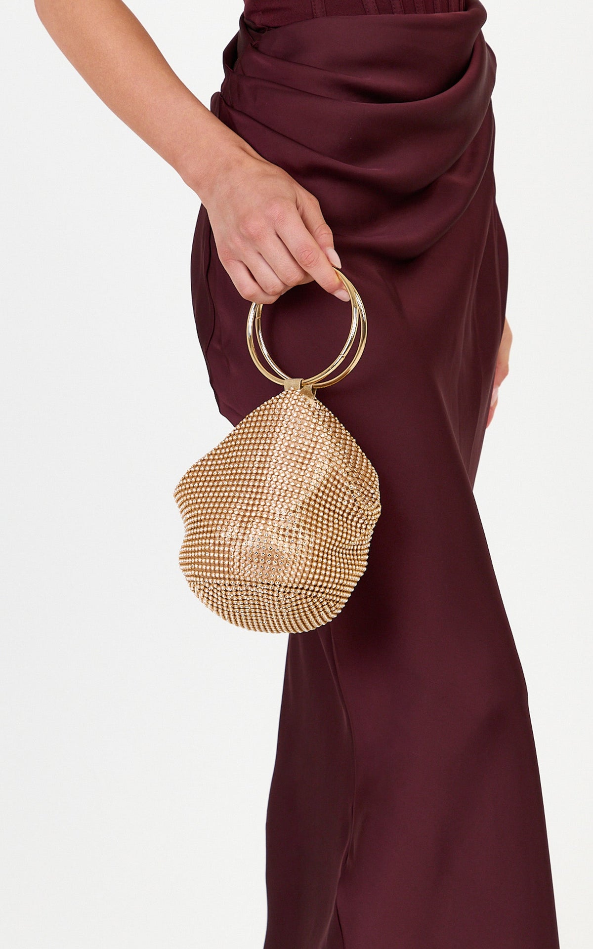 Adelyn Tasche - Paillettentasche mit Ringgriff in Gold