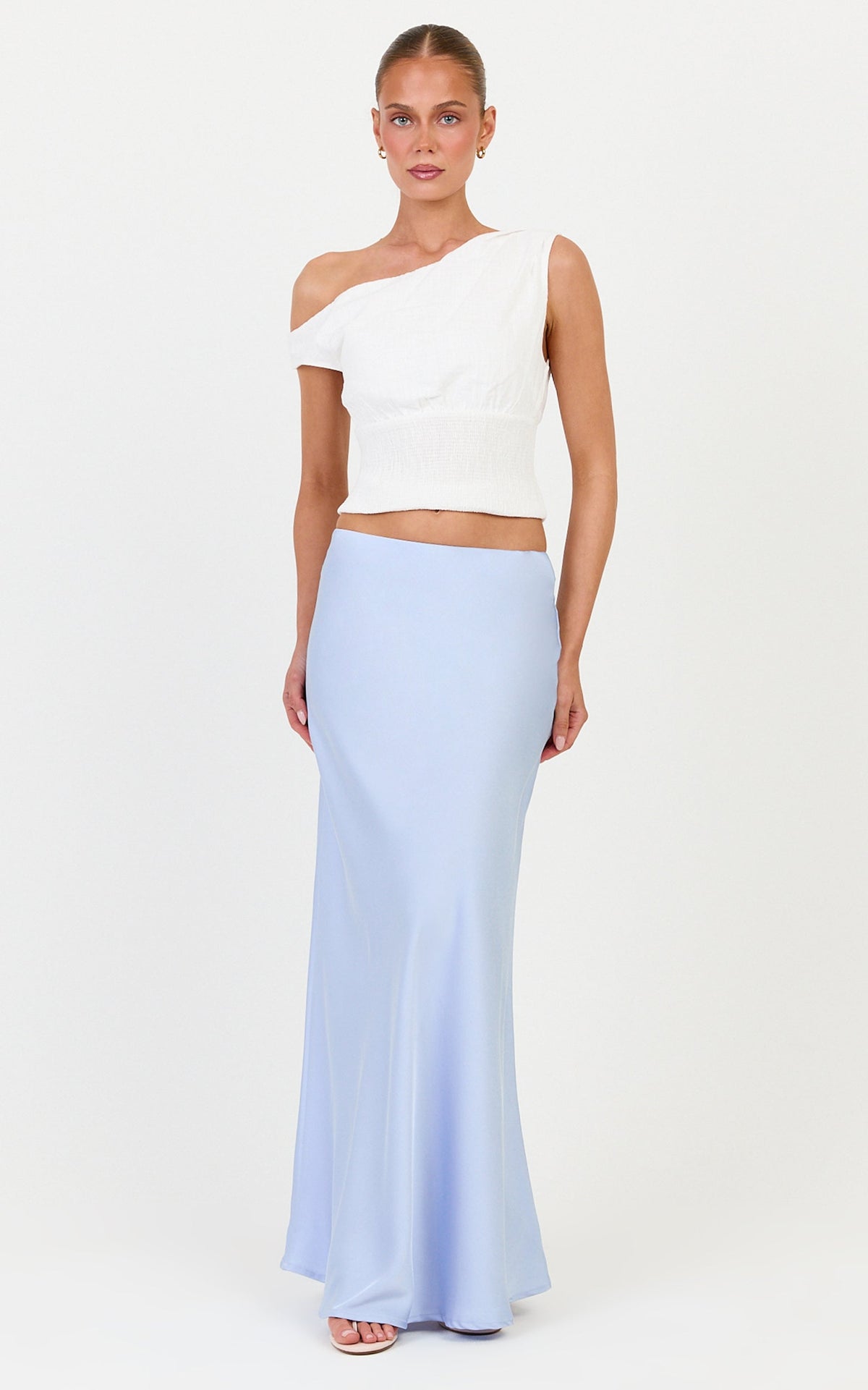 Juniper Top - schulterfreies Oberteil mit gesmokter Taille in Off-White