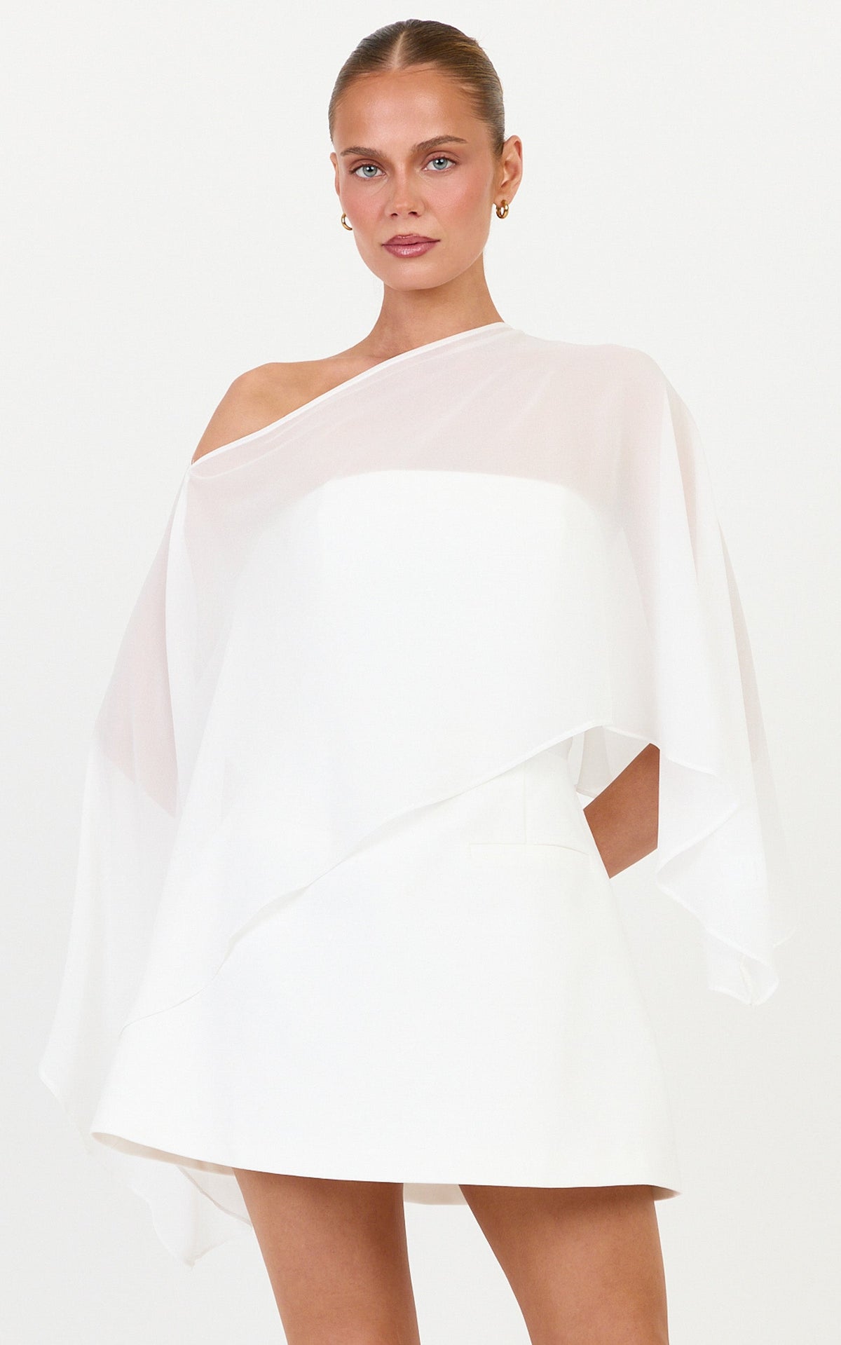Aya Top – Transparente Carmen-Cape-Top in Weiß