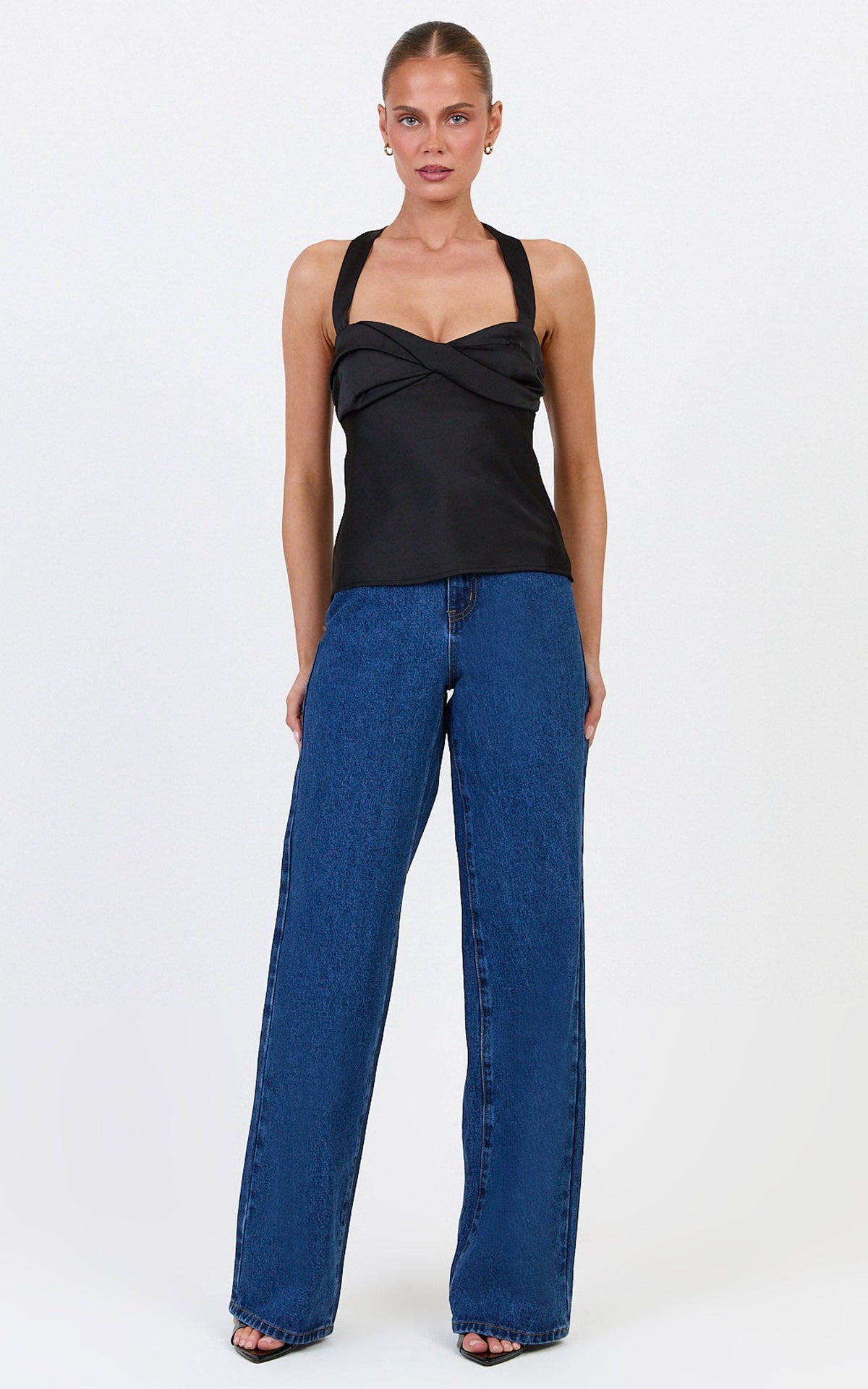 Nellie Top - Twisted Sweetheart Halter Neck Top in Black